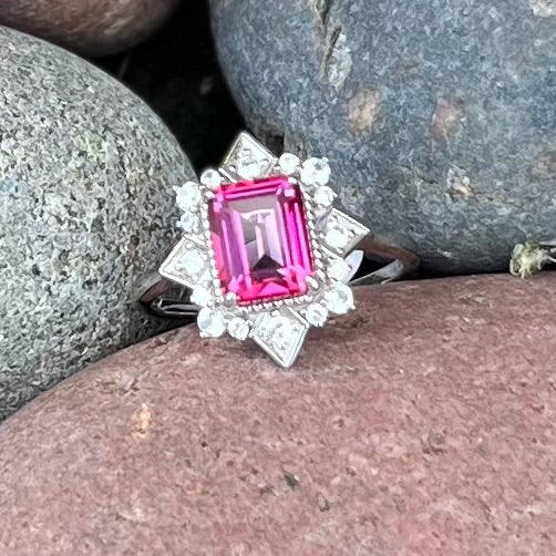 Pink Topaz ~ Sterling Silver Ring ~ 10