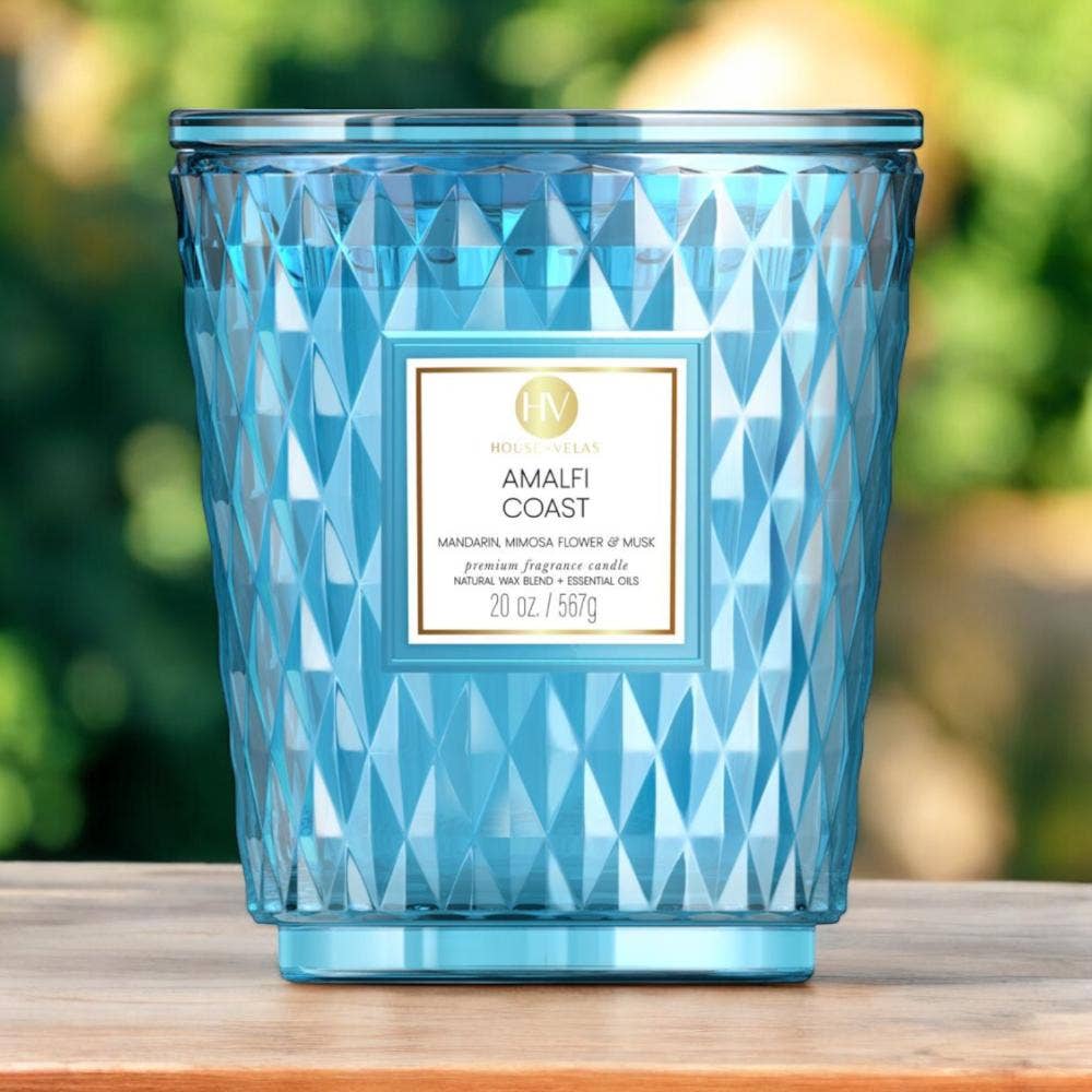 Topaz ~ Bergamot & Honey Suckle Amalfi Coast Coloured Glass Candle
