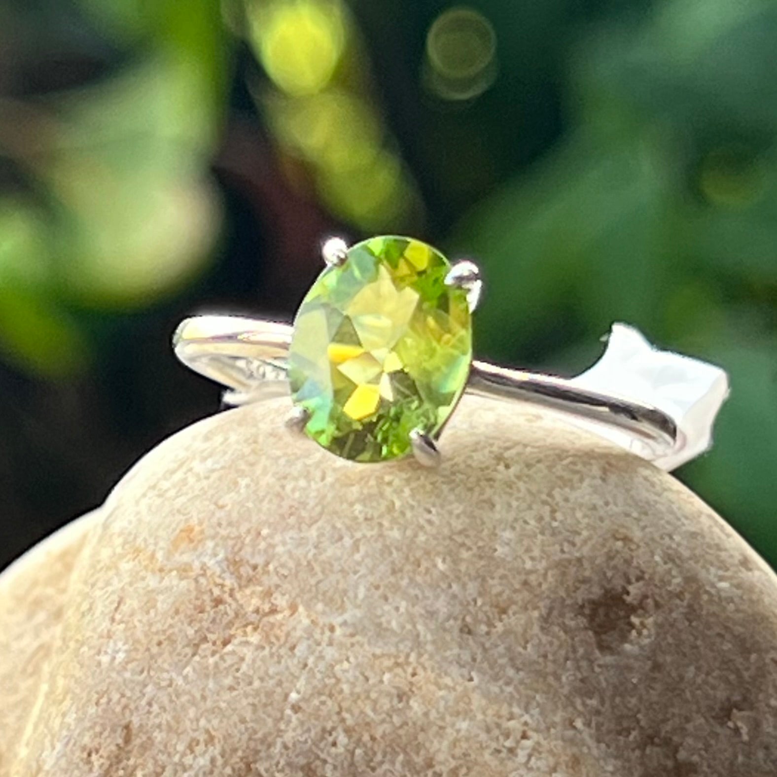 Peridot ~ Sterling Silver Ring ~ size 7.5