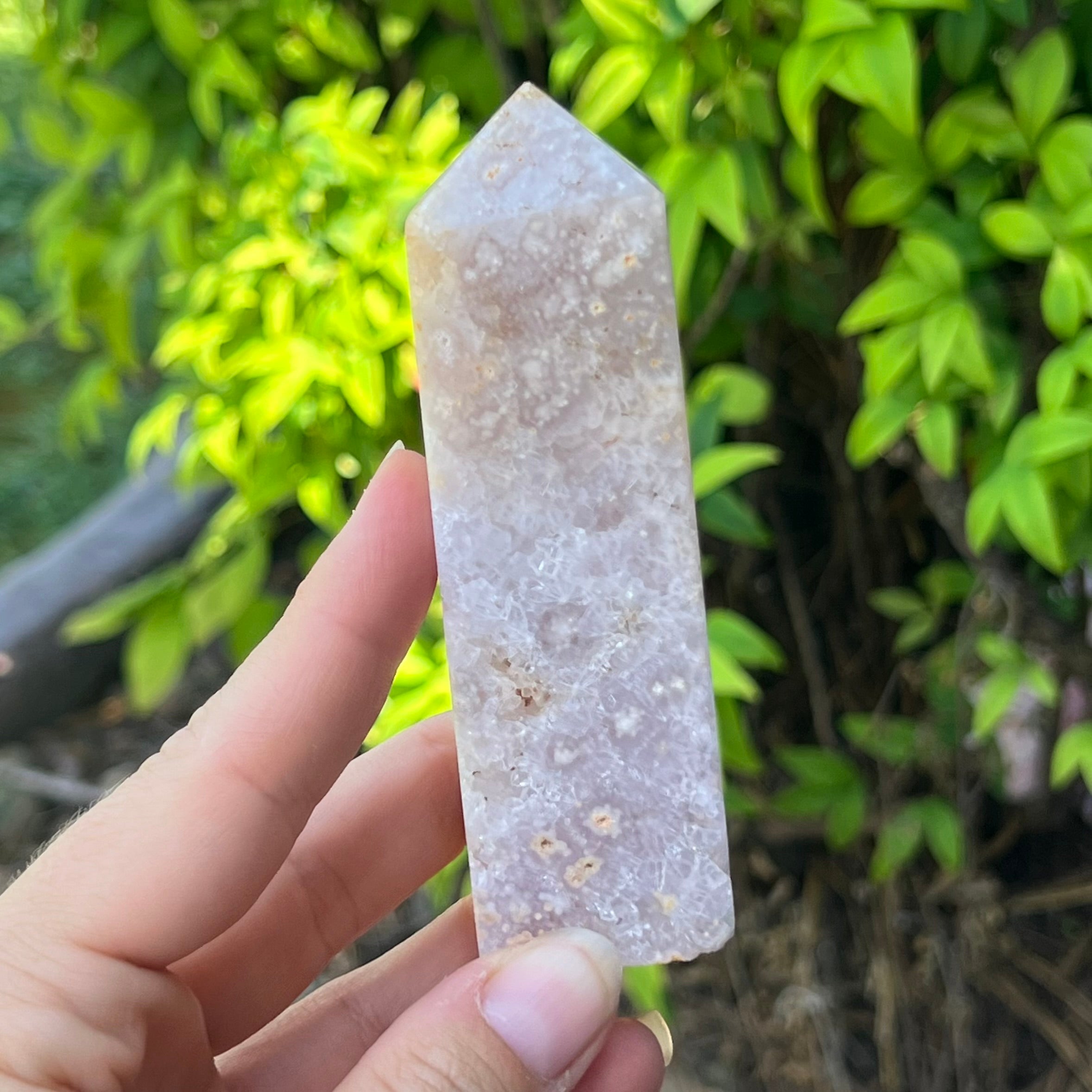 Pink Amethyst and Flower Agate Tower