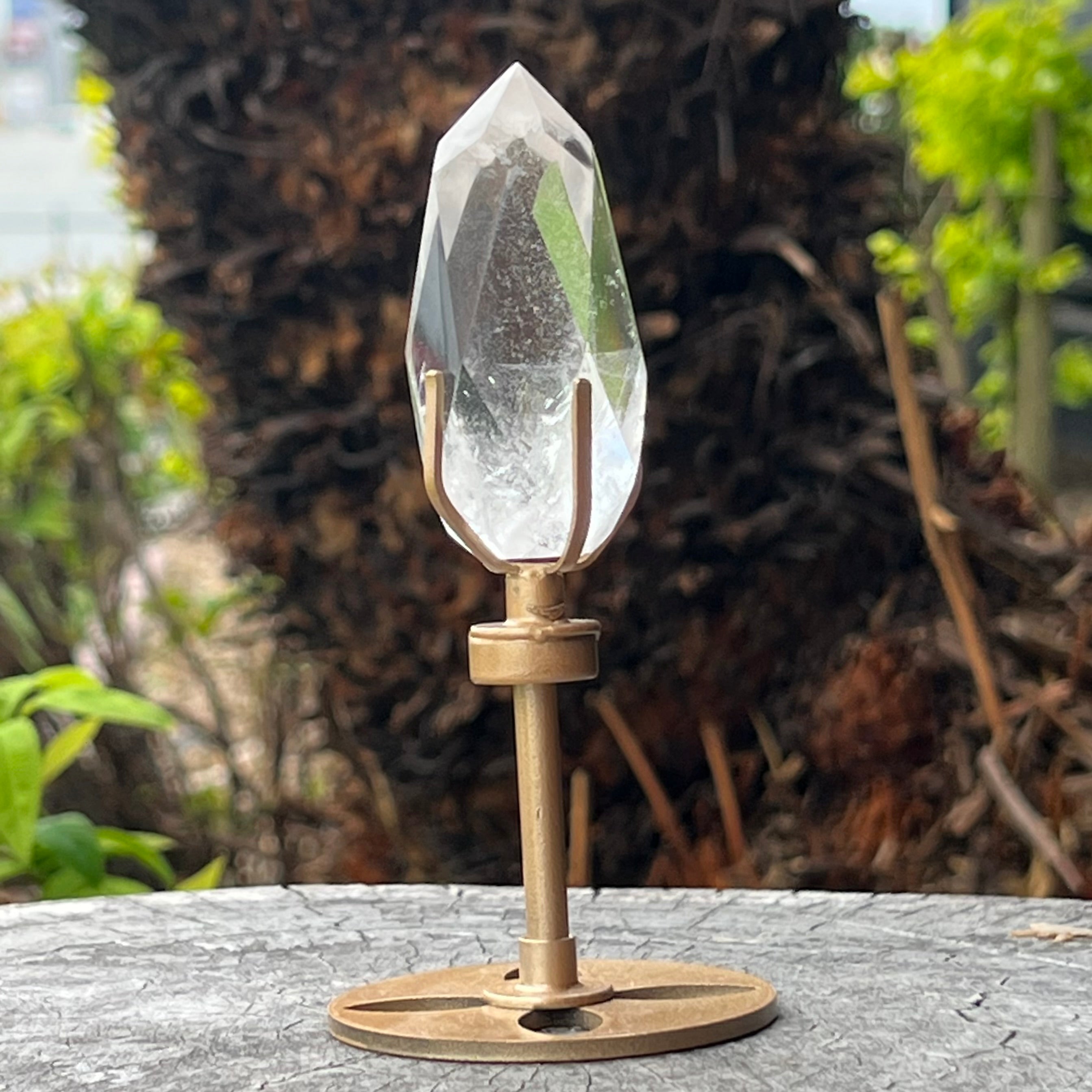 Clear Quartz ~ Facetted Generator Point on Stand