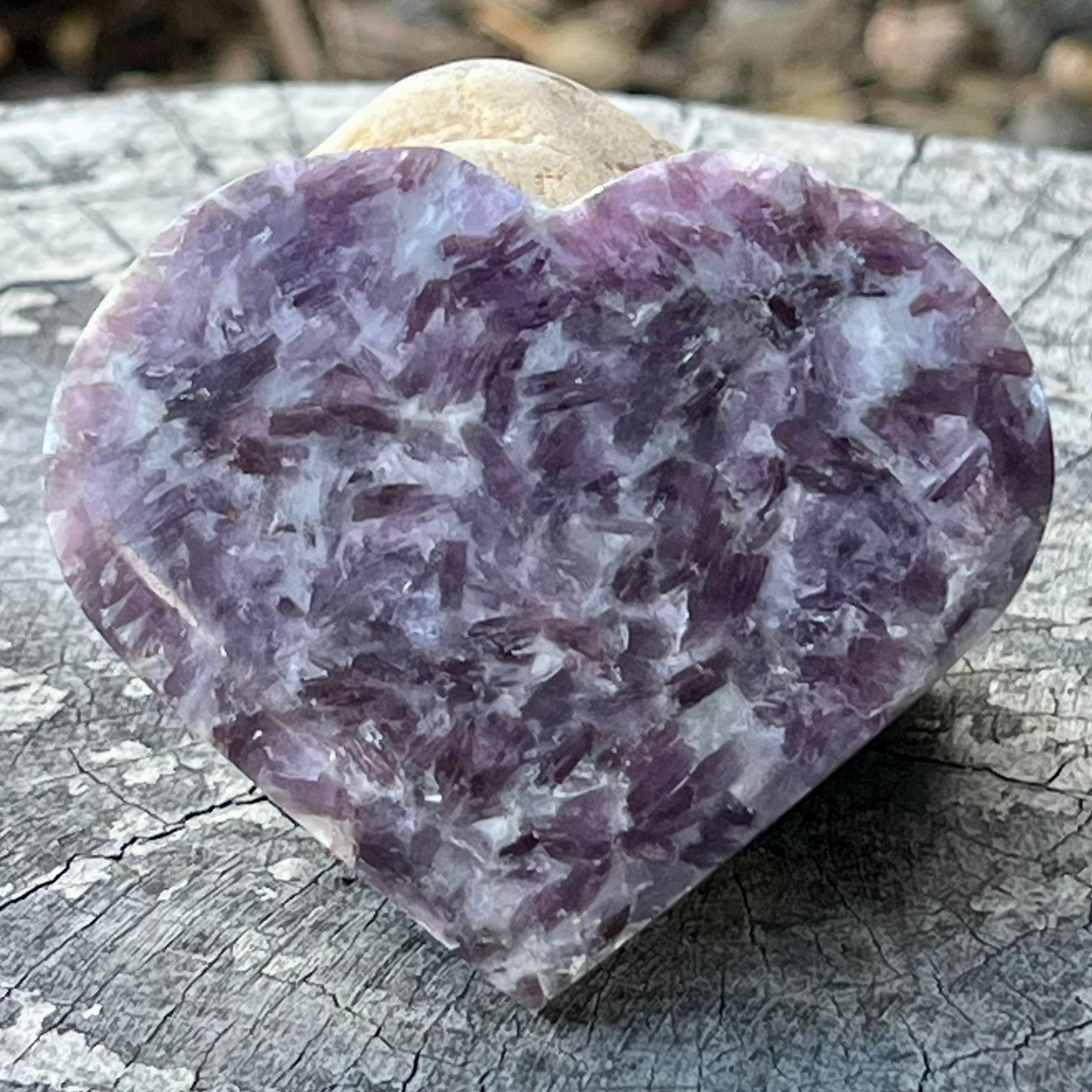 Lepidolite Heart Carving