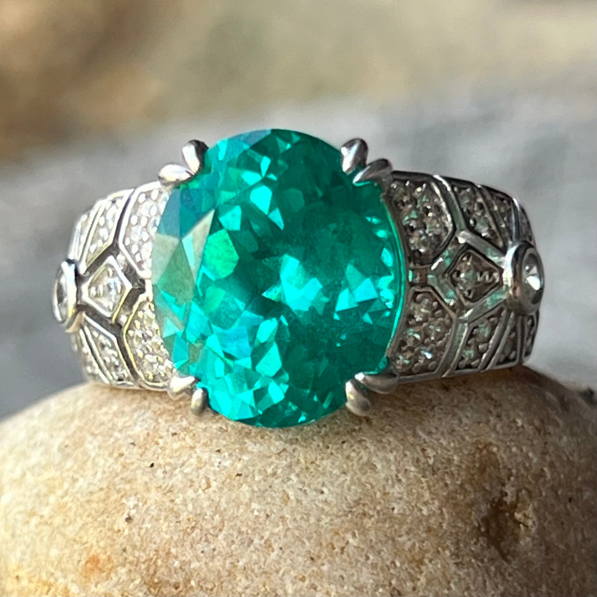 Moissonite ~ Sterling Silver Ring ~ Size 7