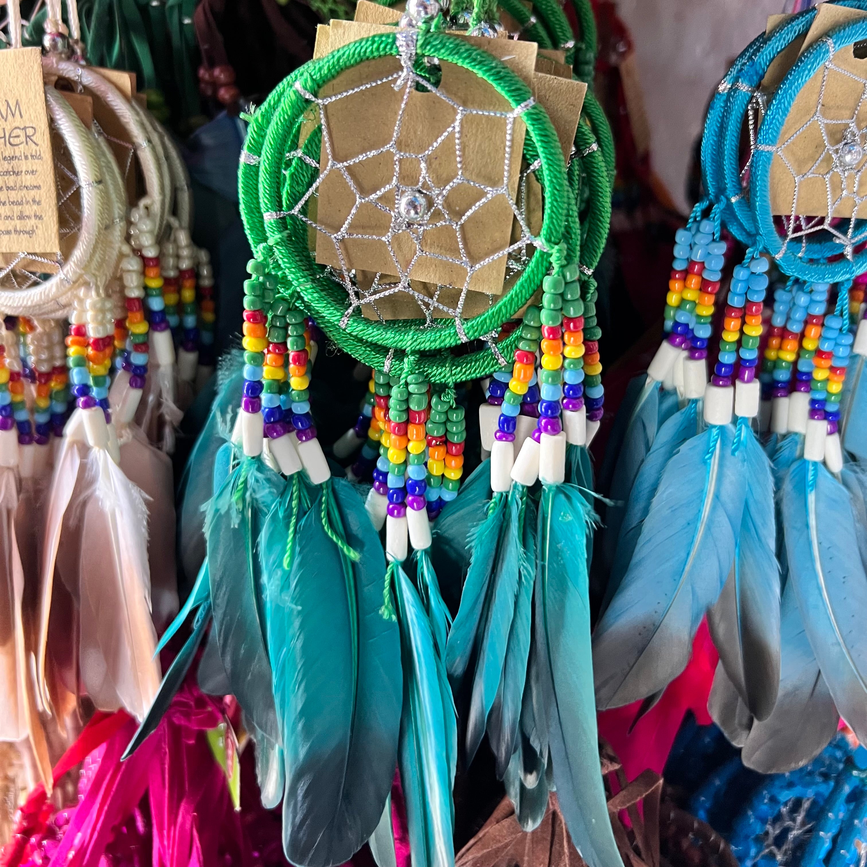 Tree of Life Native Rainbow Dream Catcher ~ Green