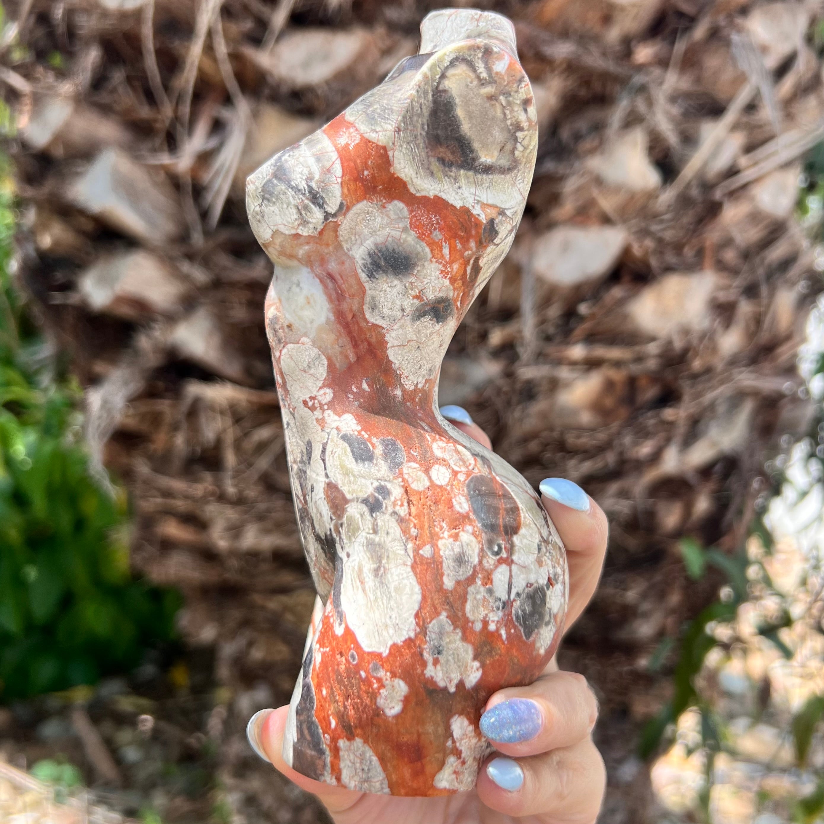 Be Brave ~ Natural Leopard Skin Jasper Lady Carving