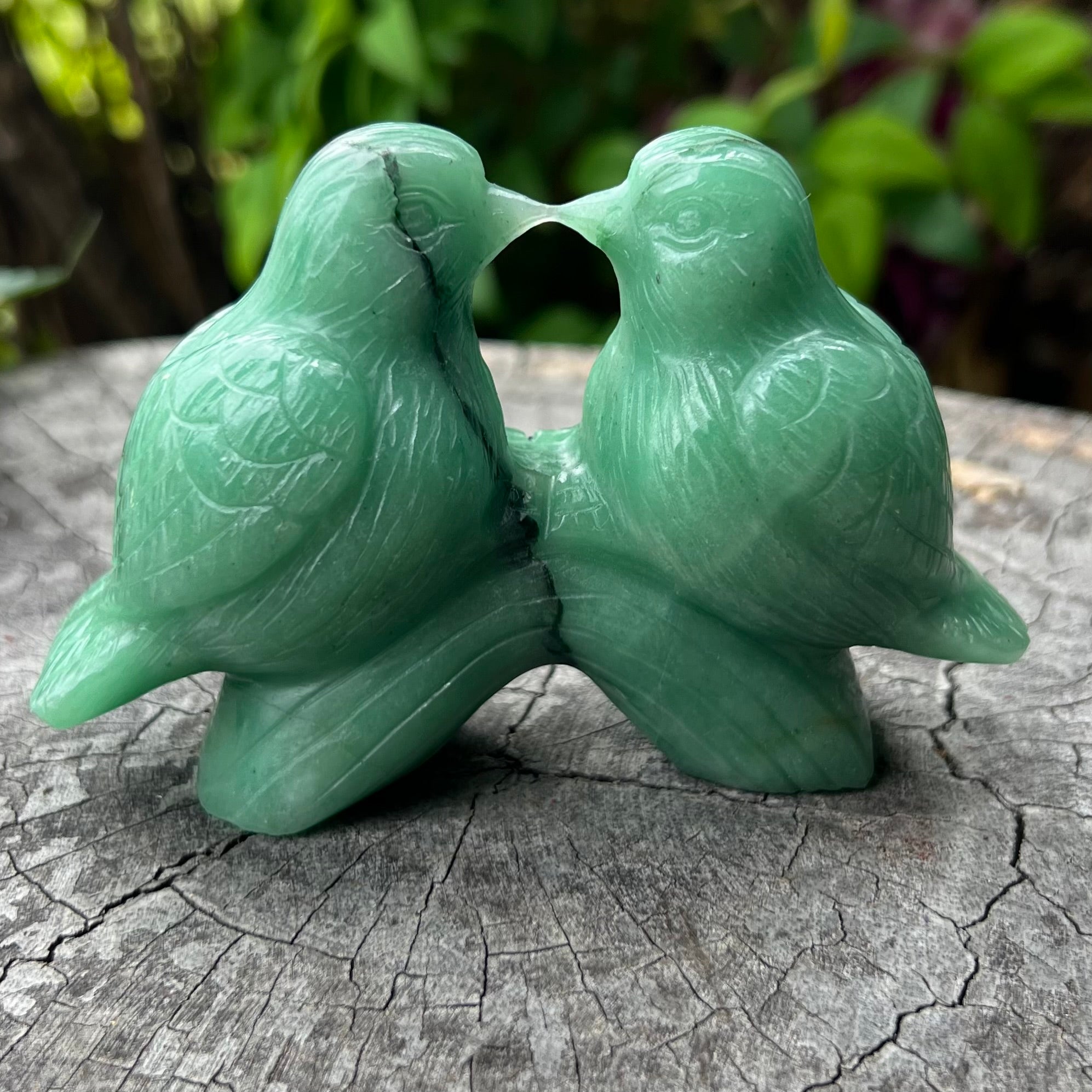 Love Birds Carving ~ Green Aventurine