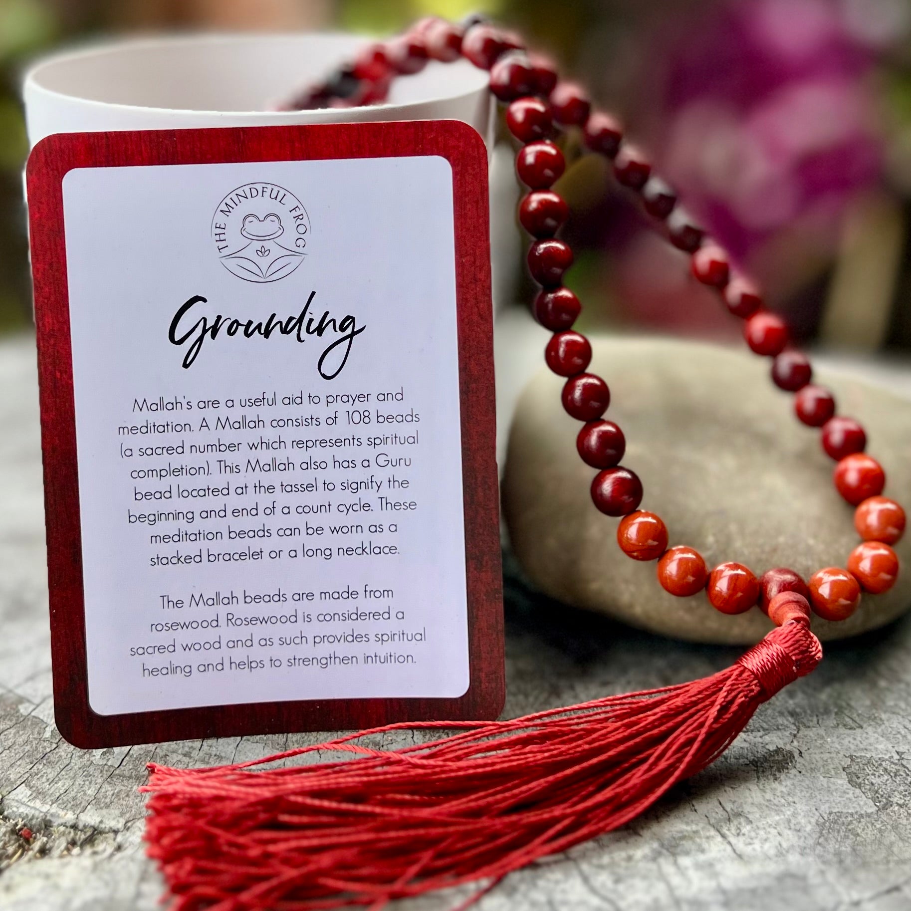 Grounding~ Rosewood and Red Jasper ~ Meditation Necklace