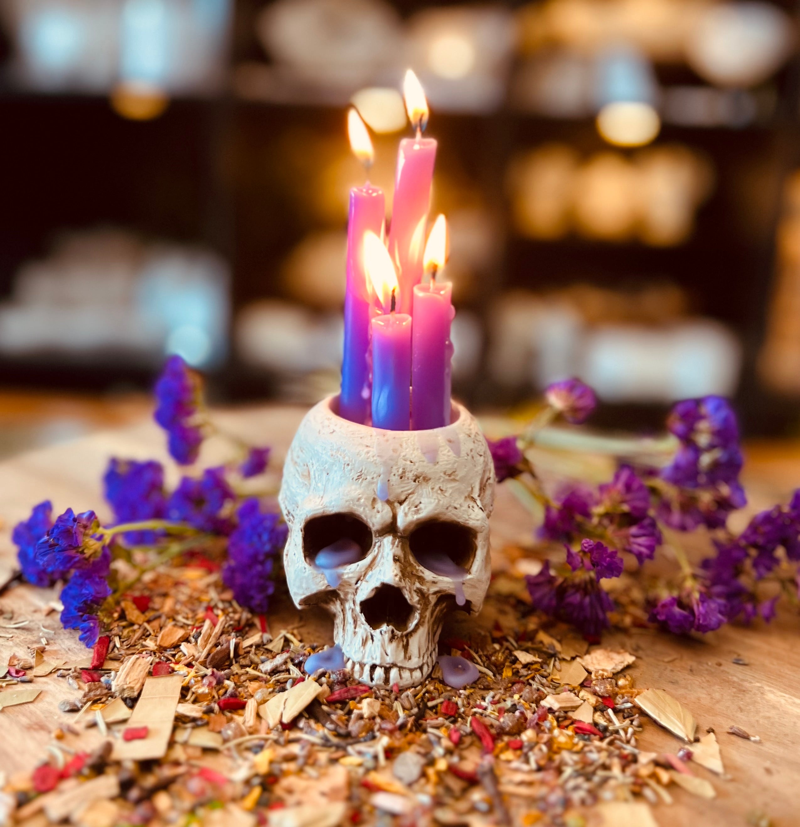 Crying Skull Candle Holder