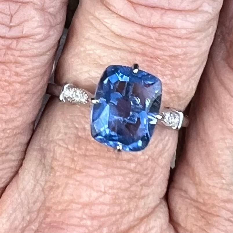 Blue & White Fluorite ~ Sterling Silver Ring ~ 6