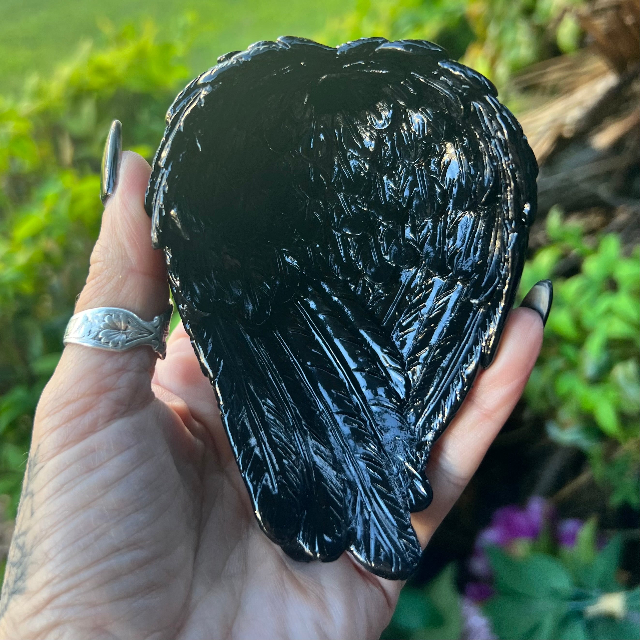 Angel Wing Trinket Bowl ~ Black