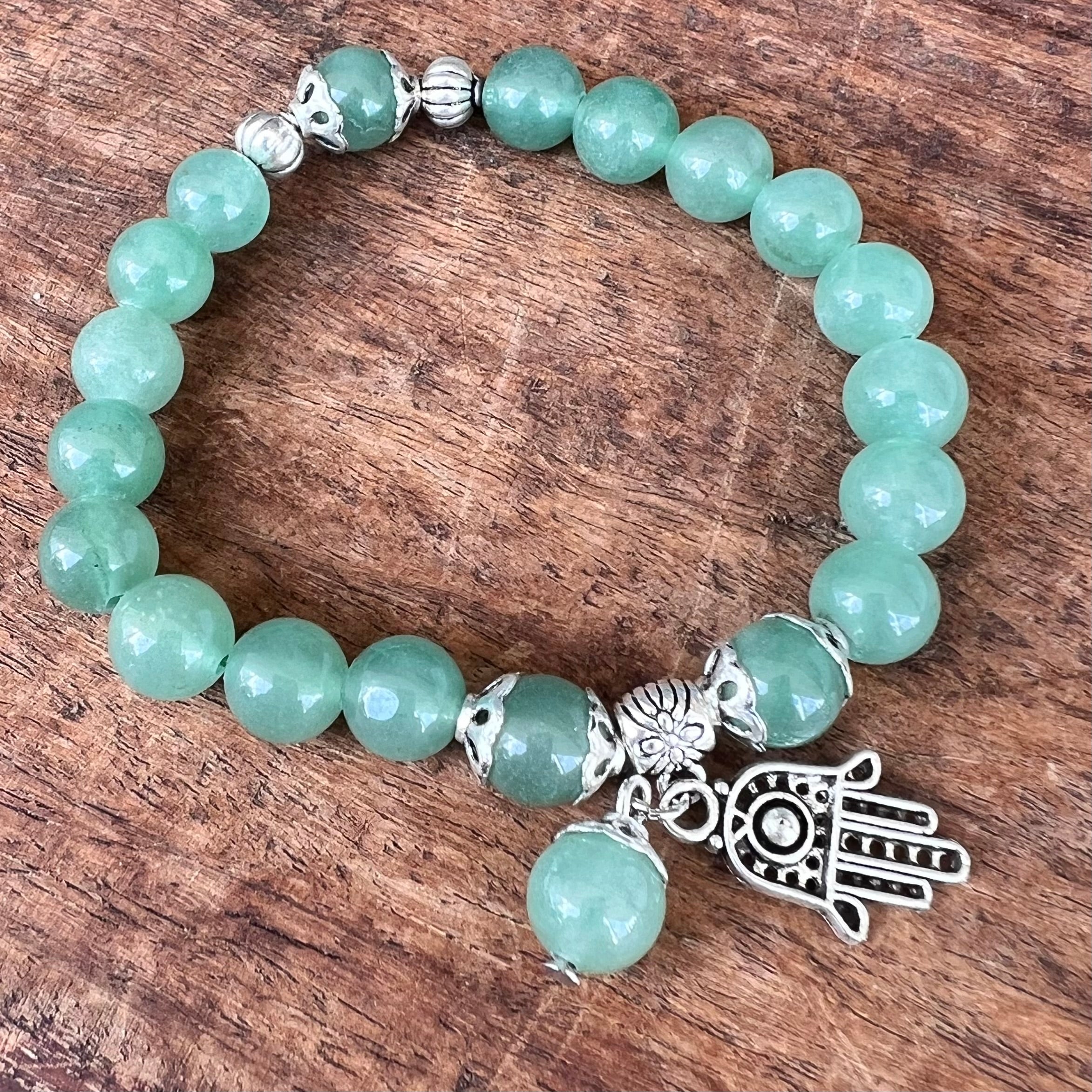 Green Aventurine New Beginnings Bracelet with Hamsa Charm