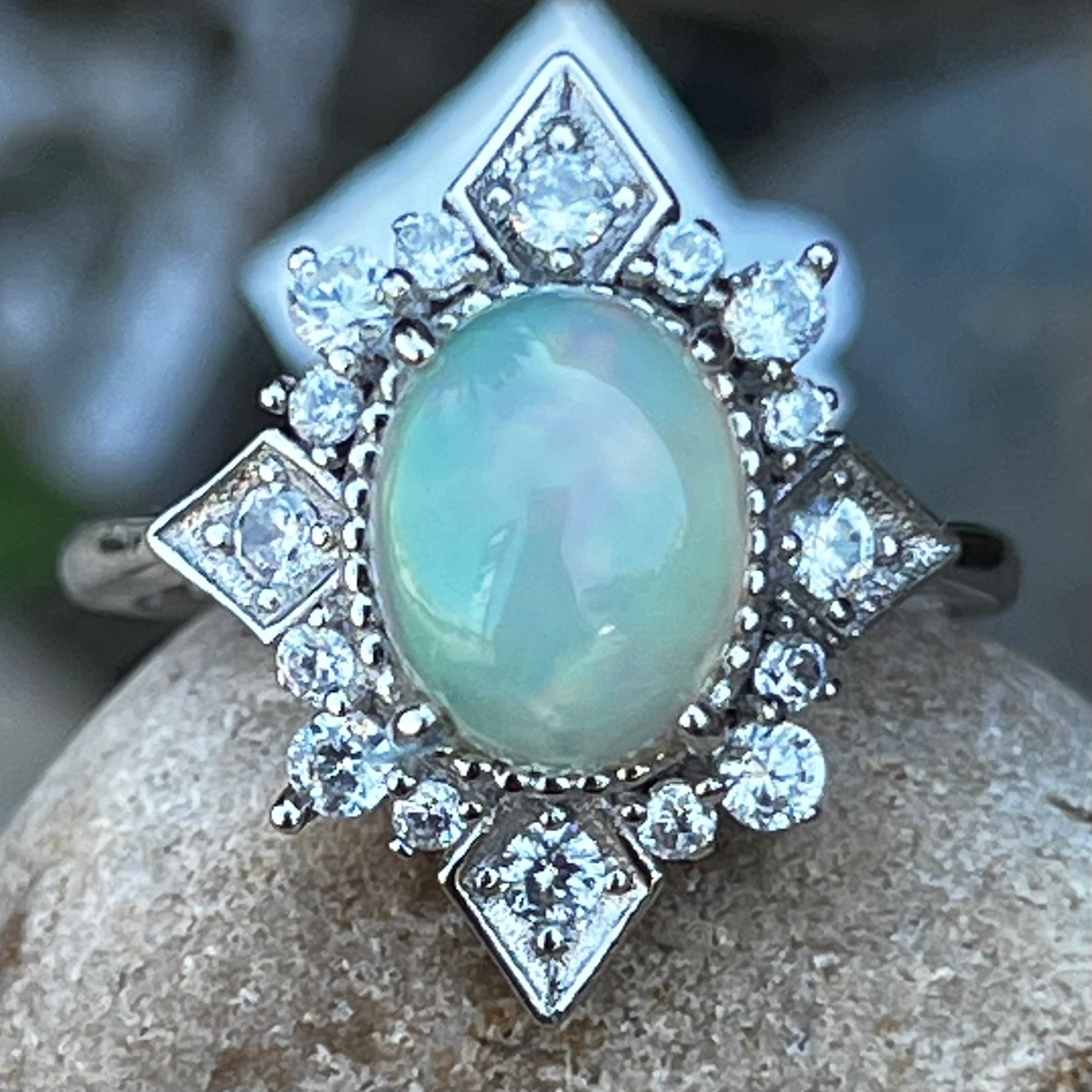 Opal Sterling Silver Ring ~ 6