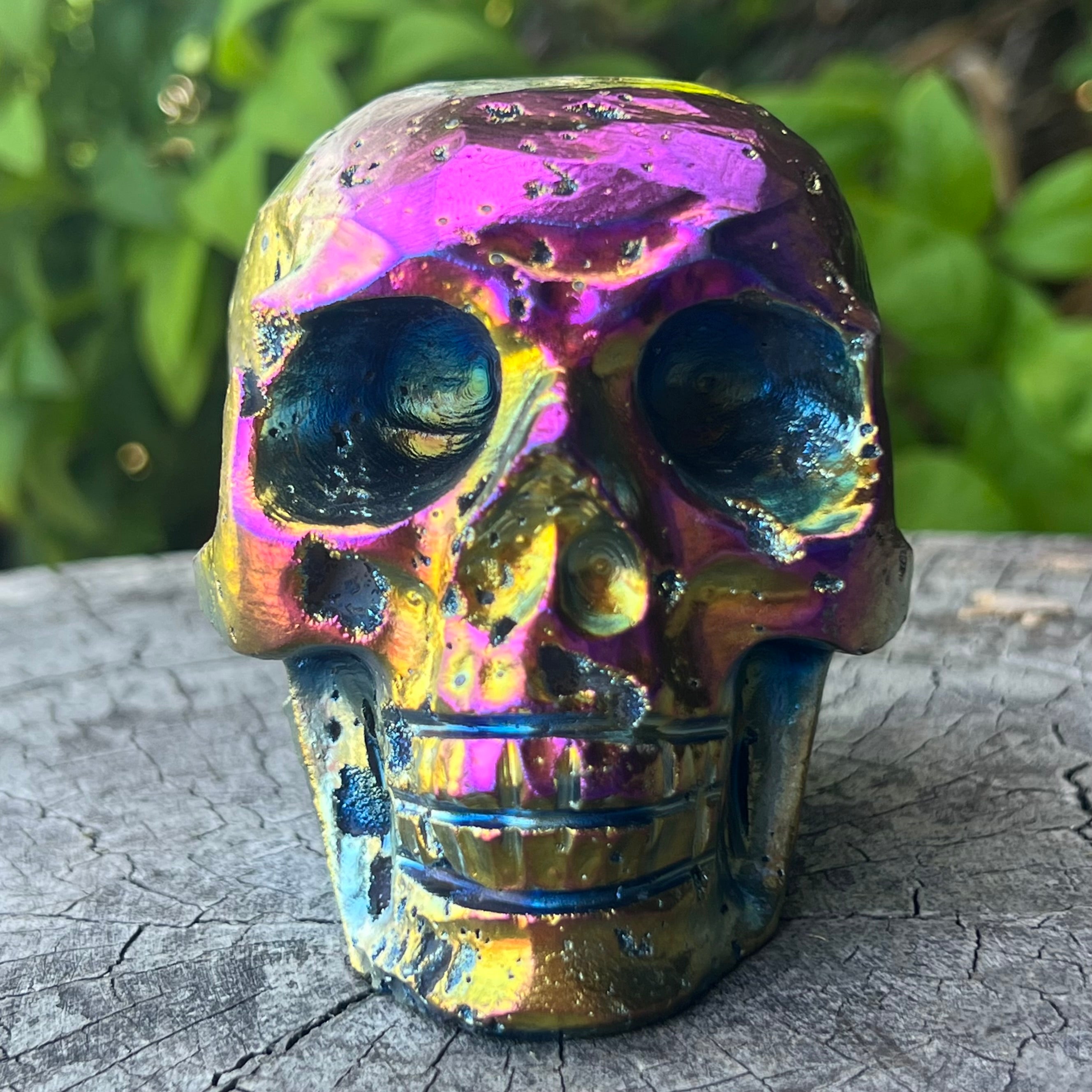 Electroplated Sphalarite Skull Carving