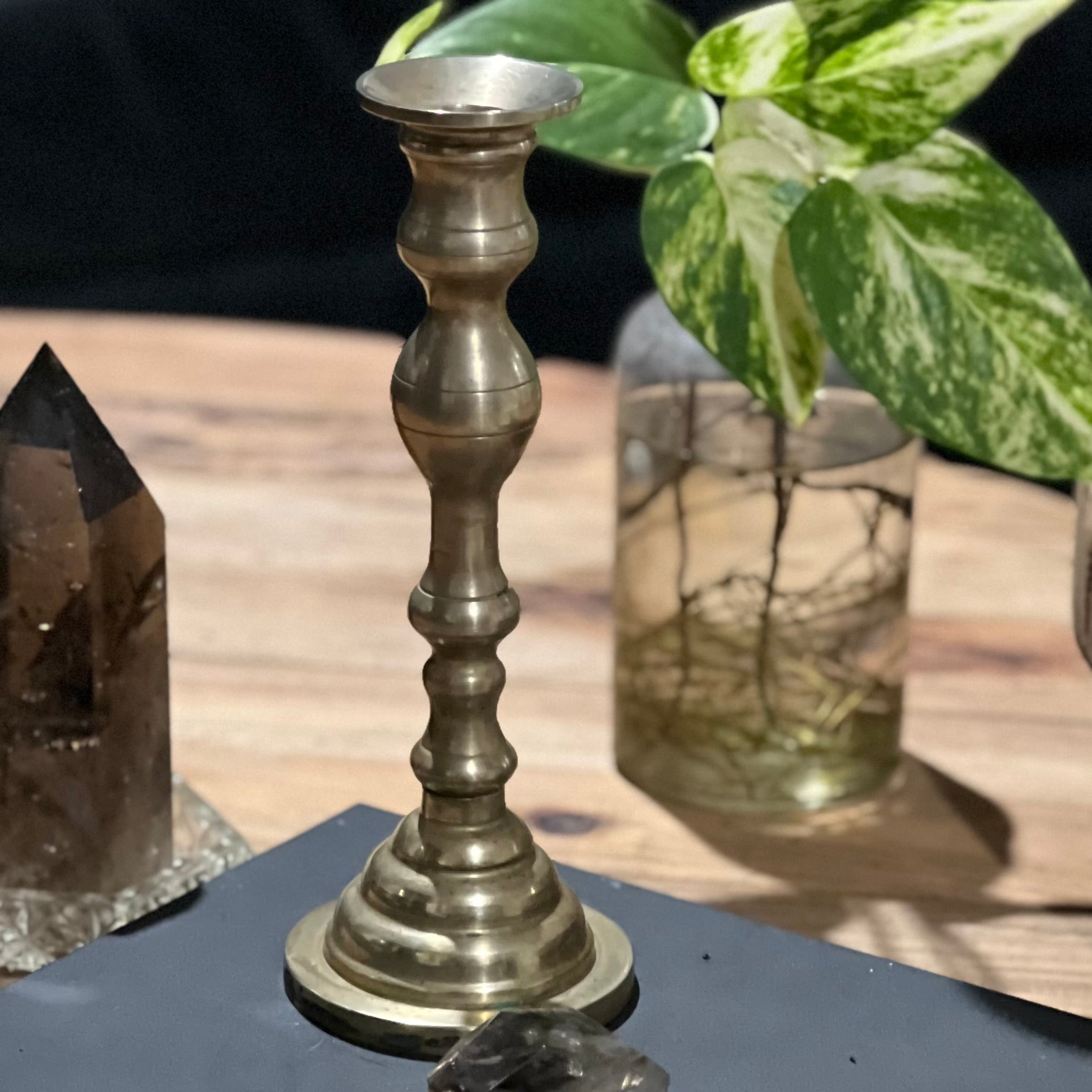 Boho Jungle ~ Vintage Brass Candle Holder - Sphere Holder Decor