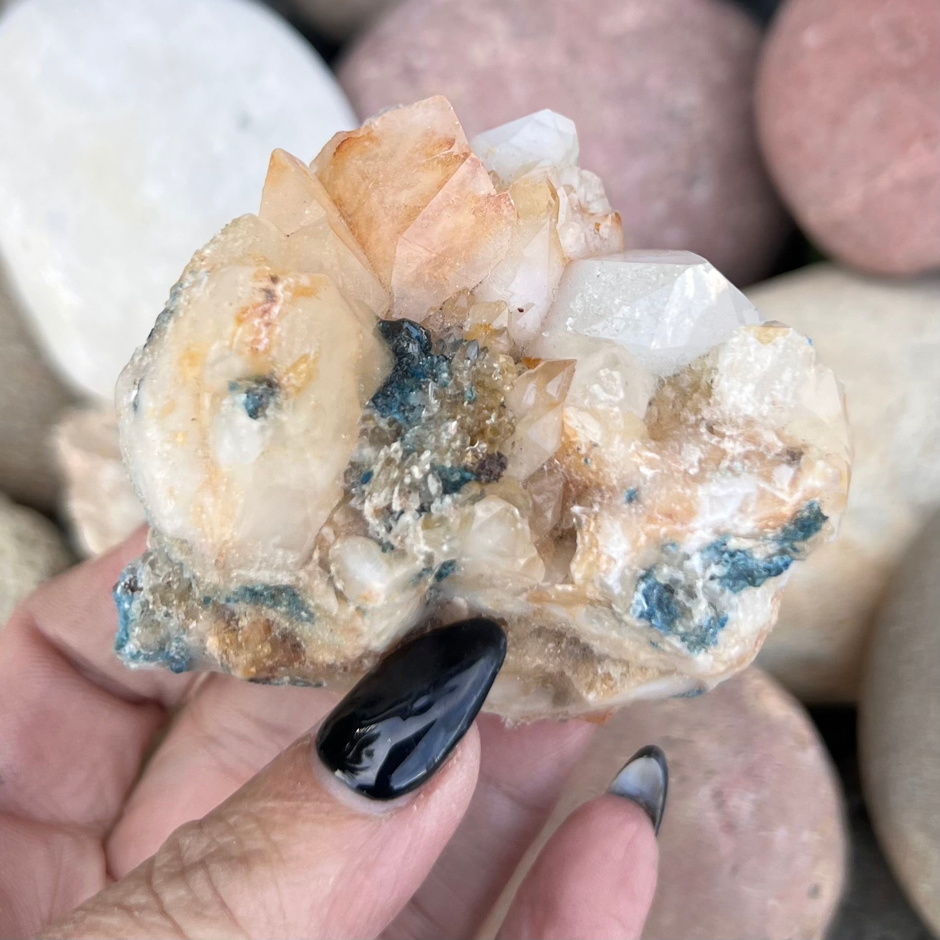 Cavanasite Specimen on Quartz Cluster