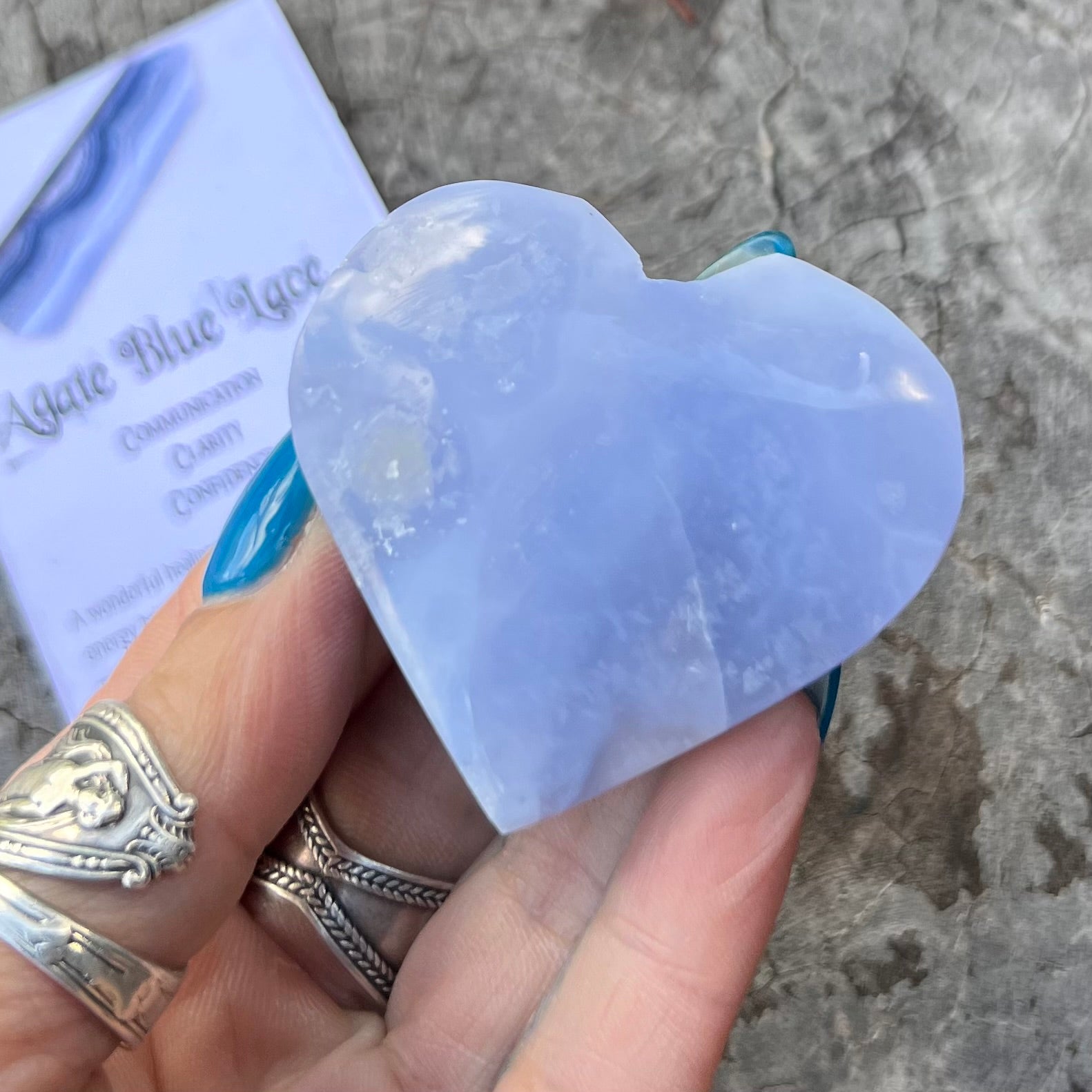 Blue Lace Agate Heart ~ Specialty Boxed Crystal