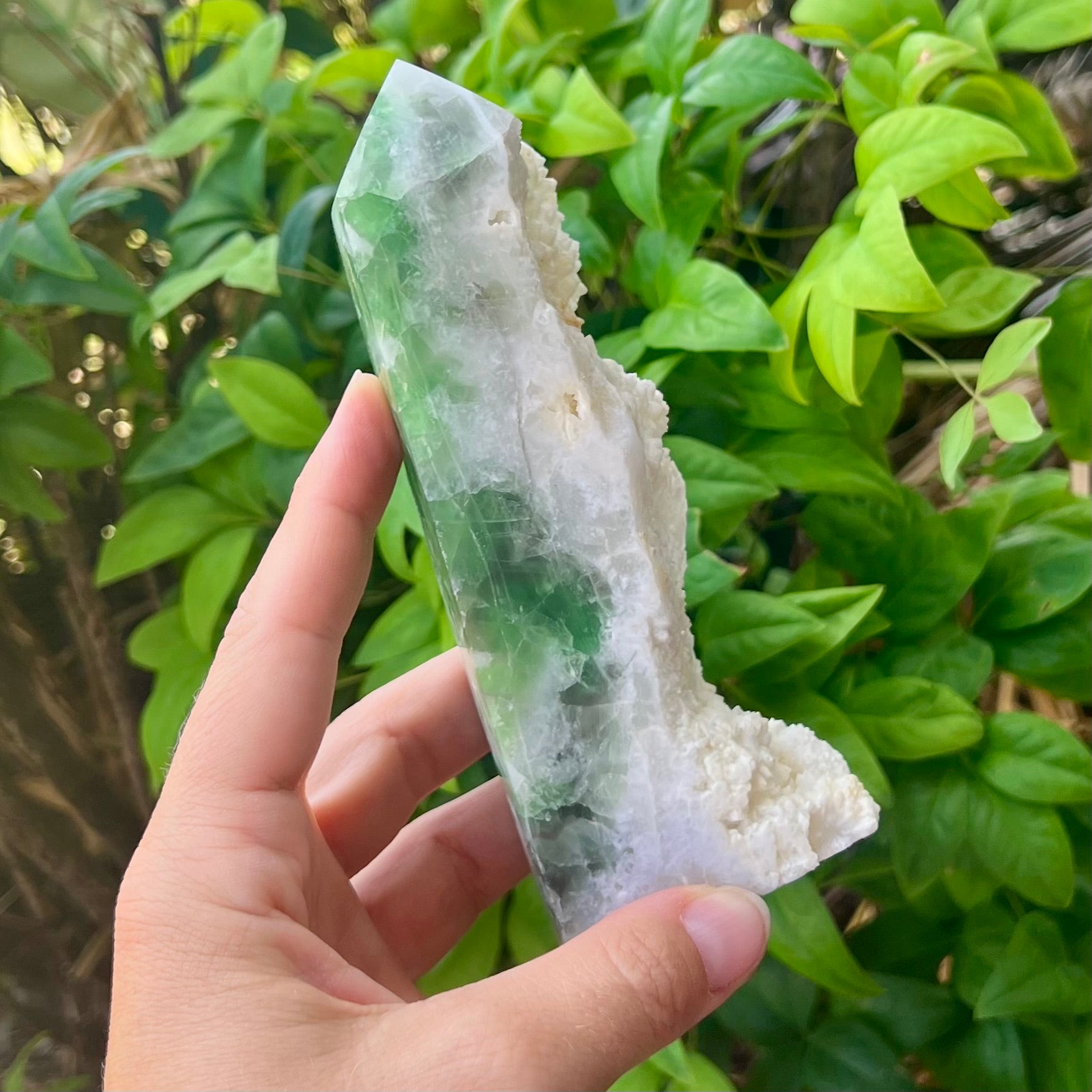 Green Fluorite Semi Raw Point