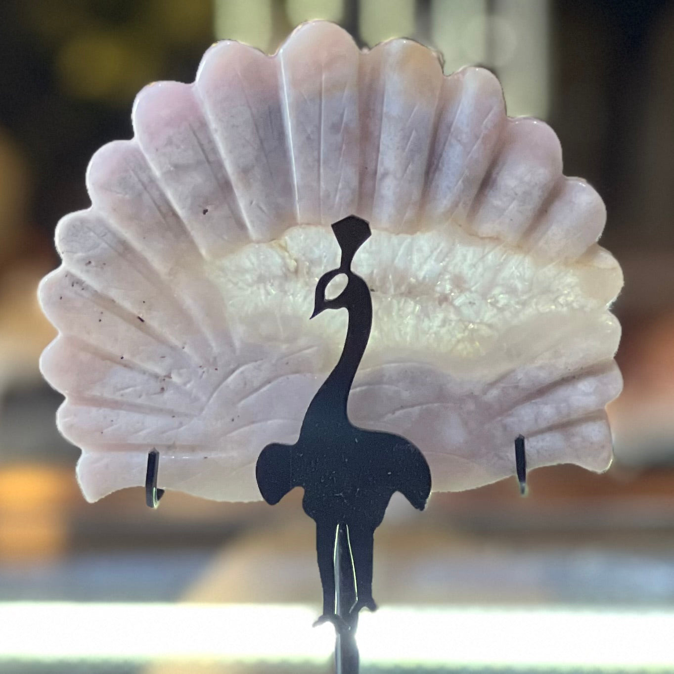 Flower Agate Peacock Strength Carving