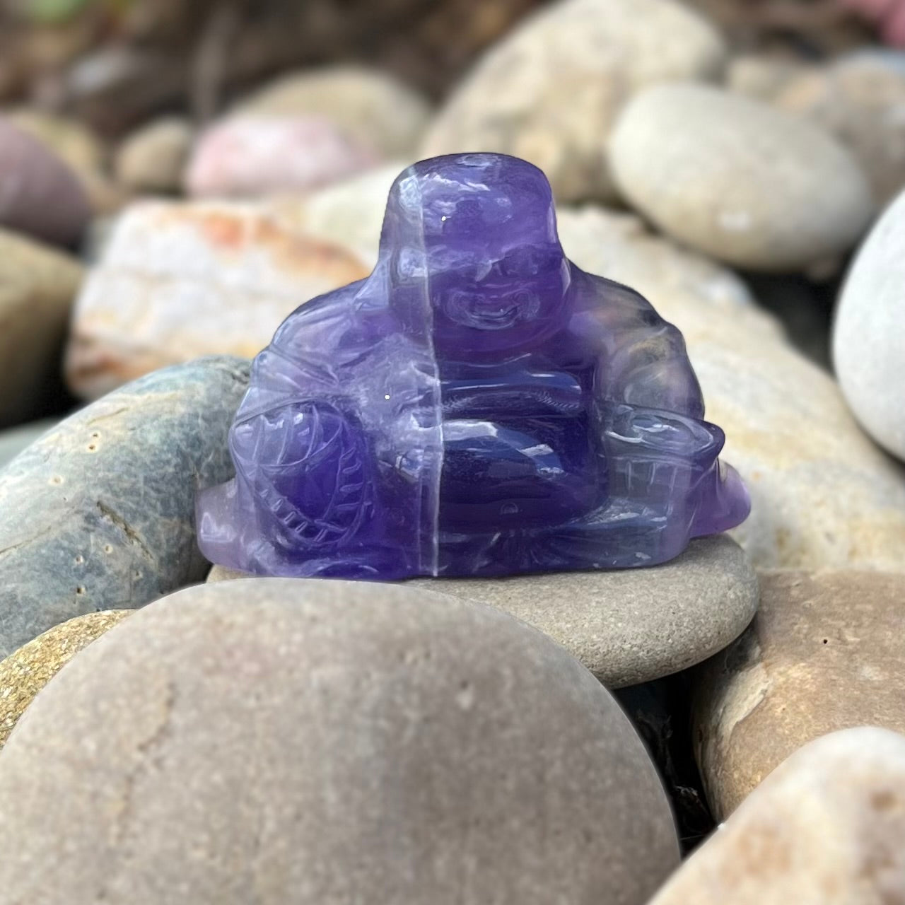 Happy Buddah ~ Fluorite Carving