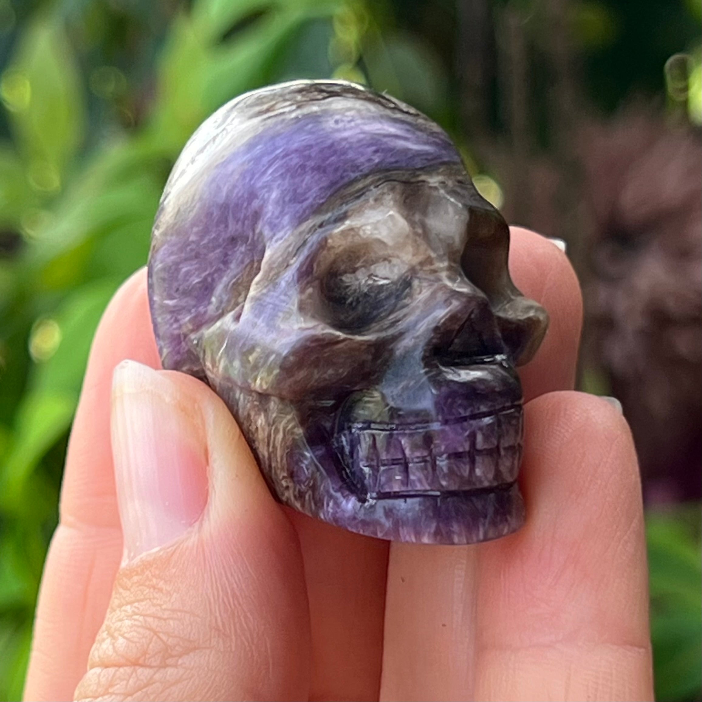 Charoite Skull Carving