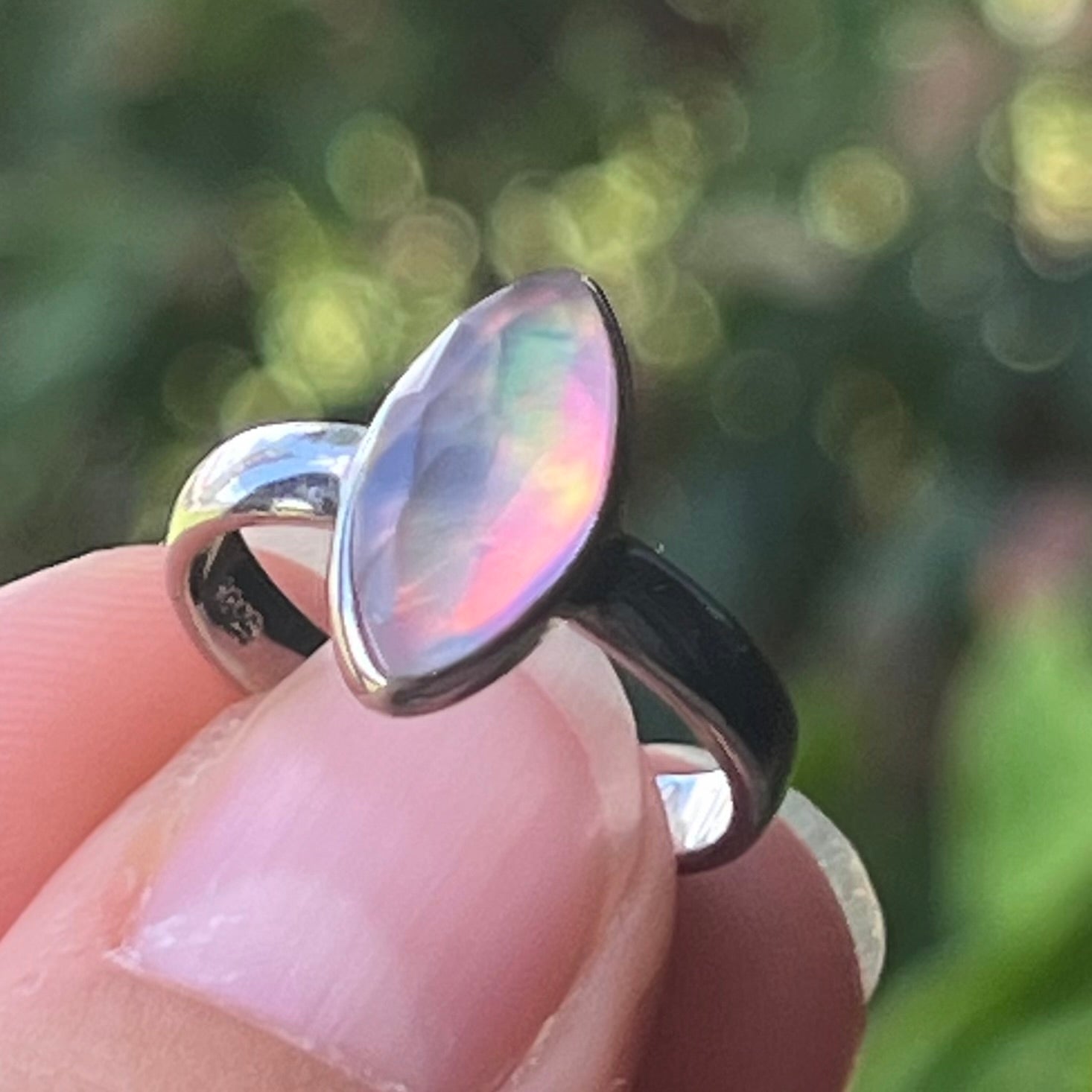 Opal ~ Sterling Silver Ring ~ Size 5