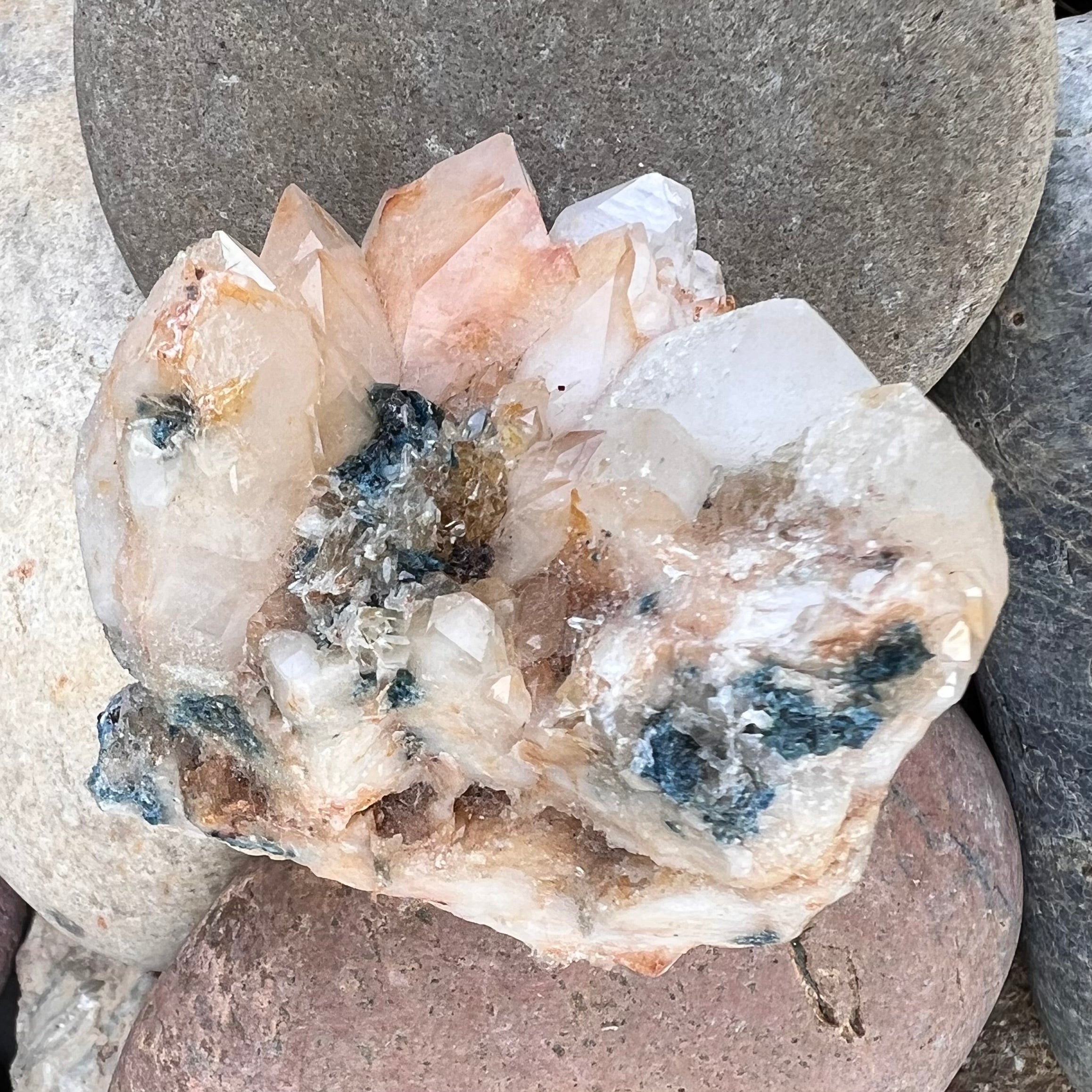 Cavanasite Specimen on Quartz Cluster