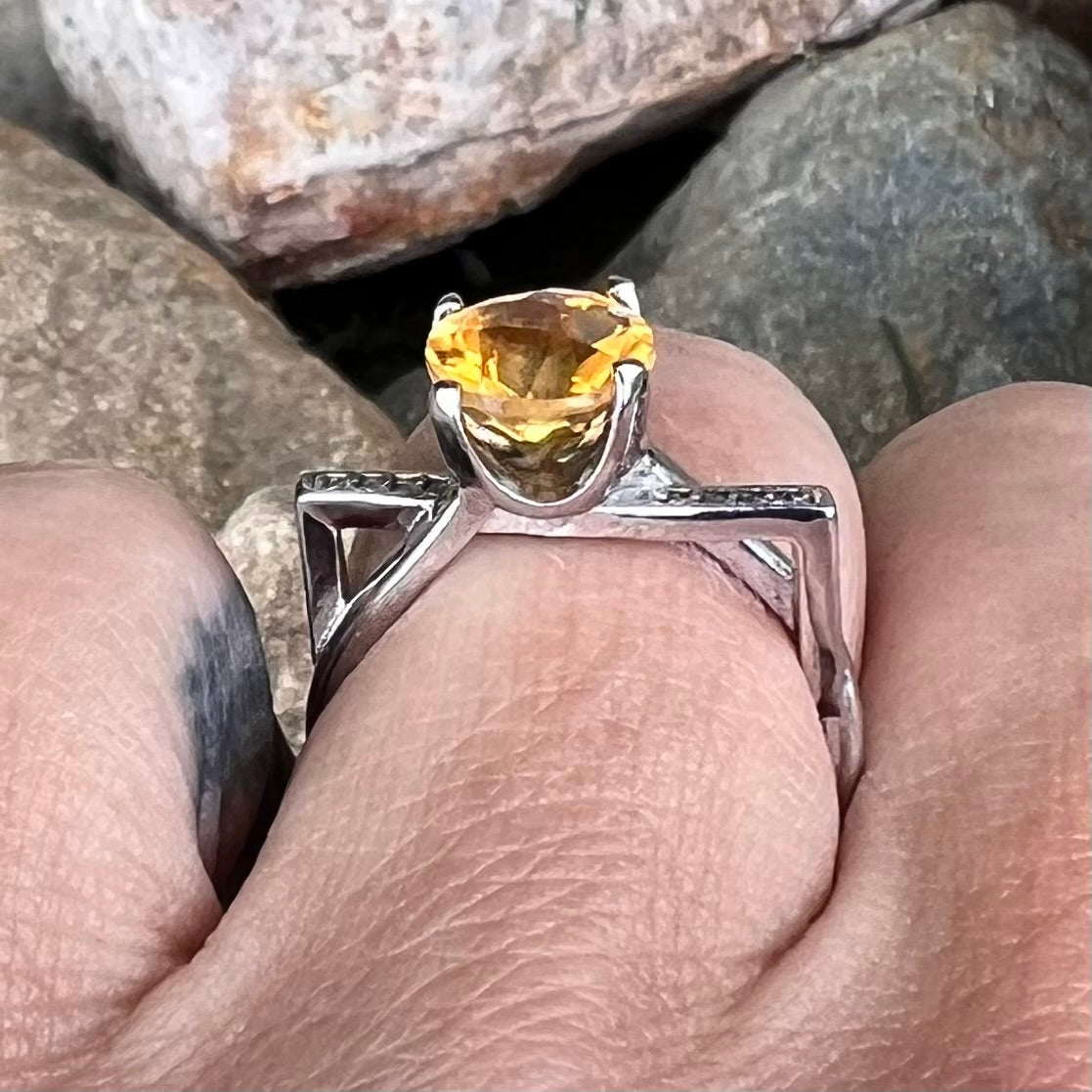 Citrine Sterling Silver Ring ~ 10
