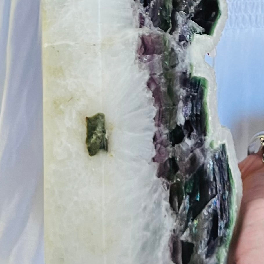 Huge Rainbow Fluorite Semi Raw Tower