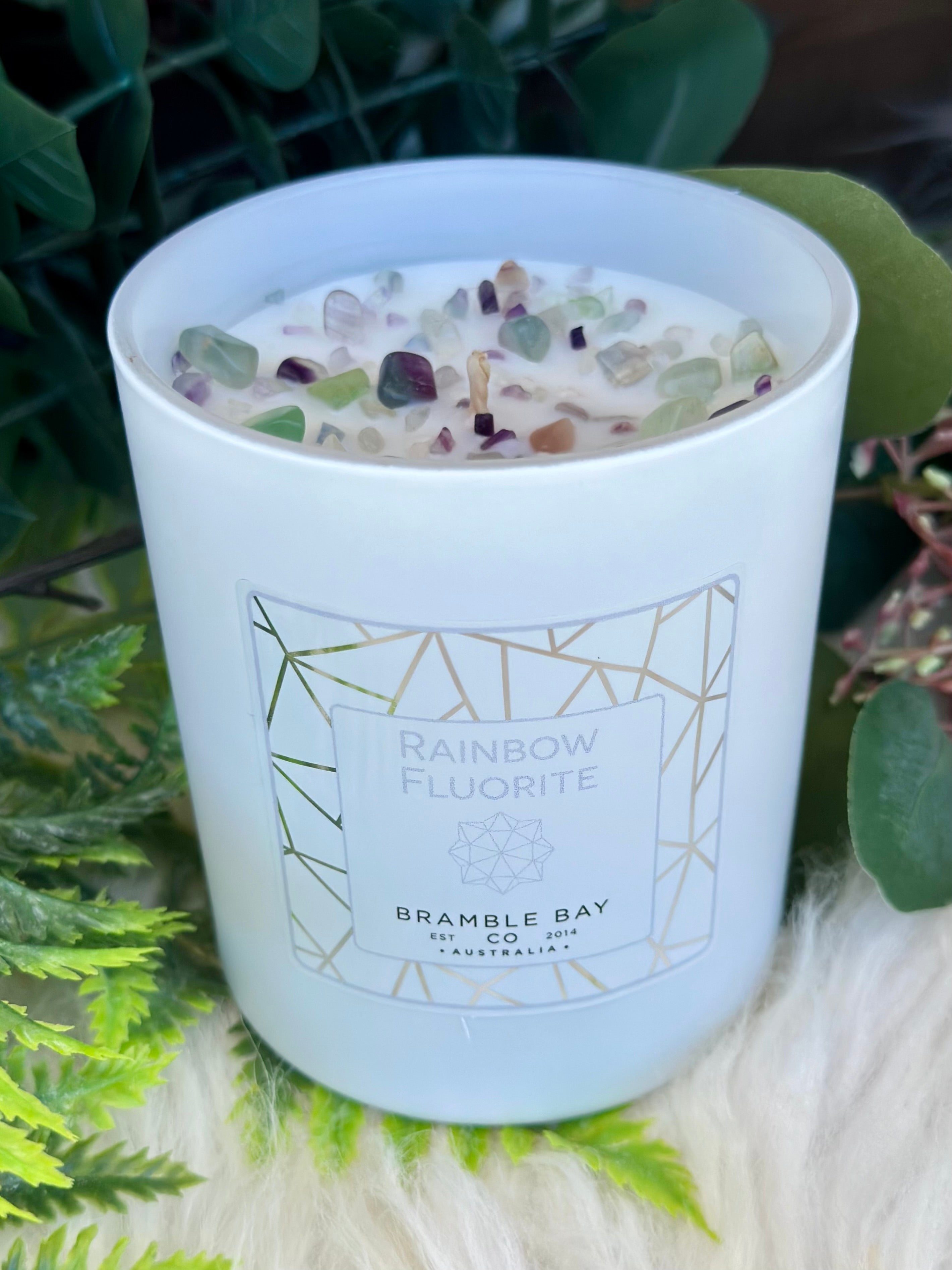 Rainbow Fluorite Crystal Candle