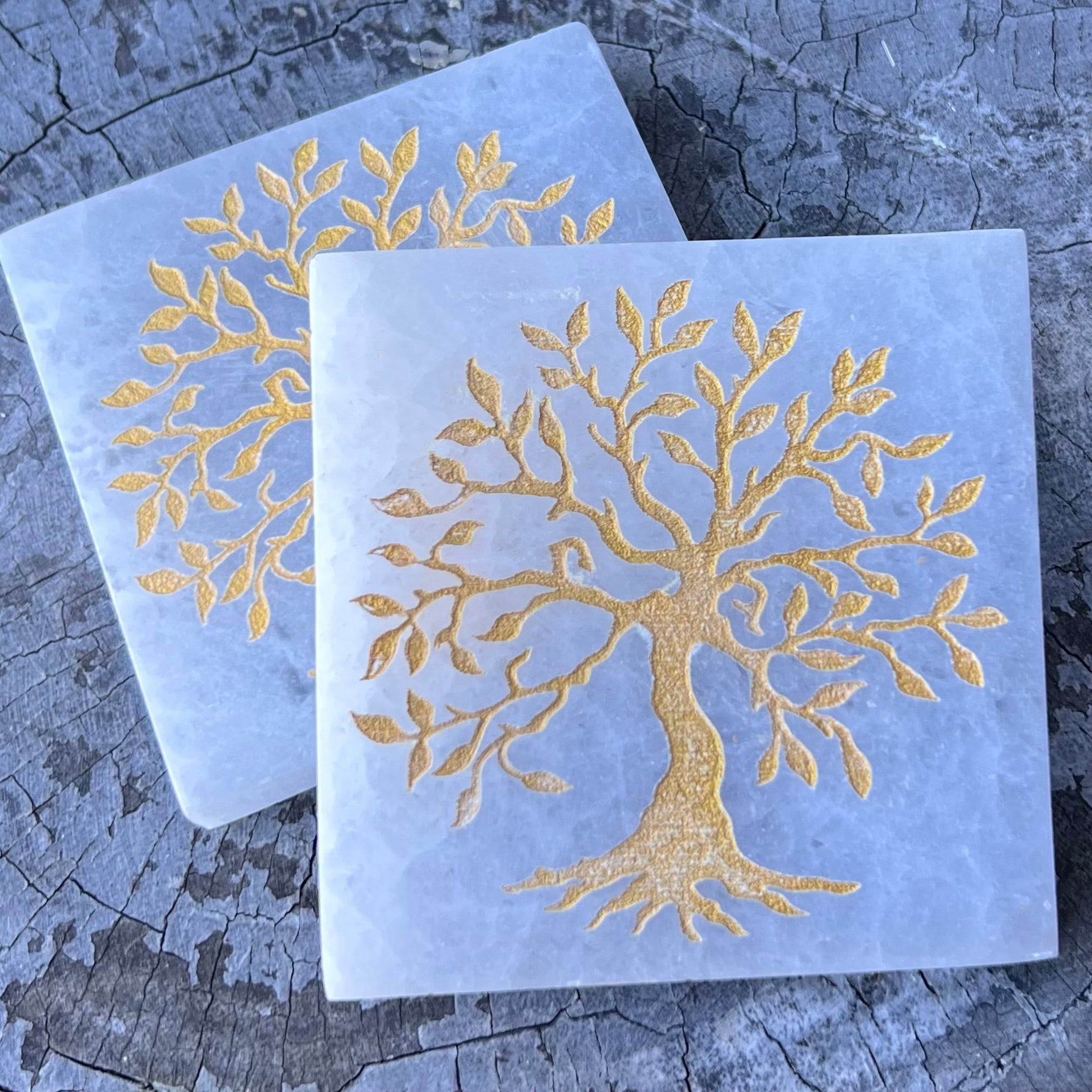 Selenite Cleansing & Charging Plate ~ Tree of Life