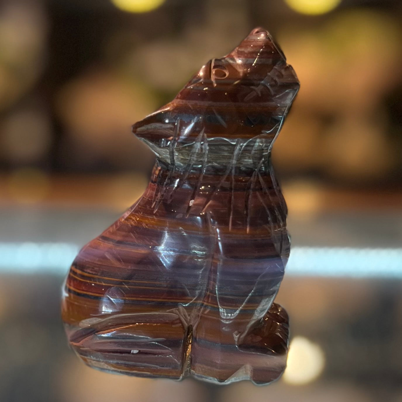 Red Tiger Eye ~ Wolf Carving