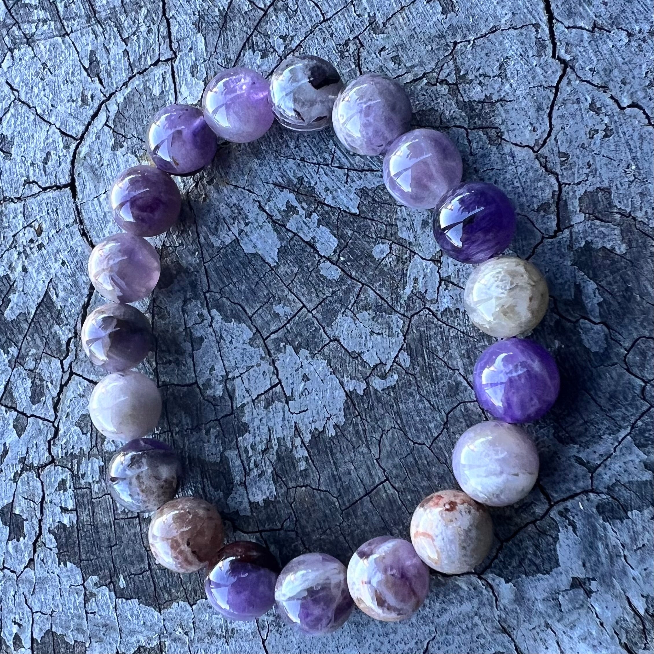 Dog Tooth Amethyst Beaded Bracelet