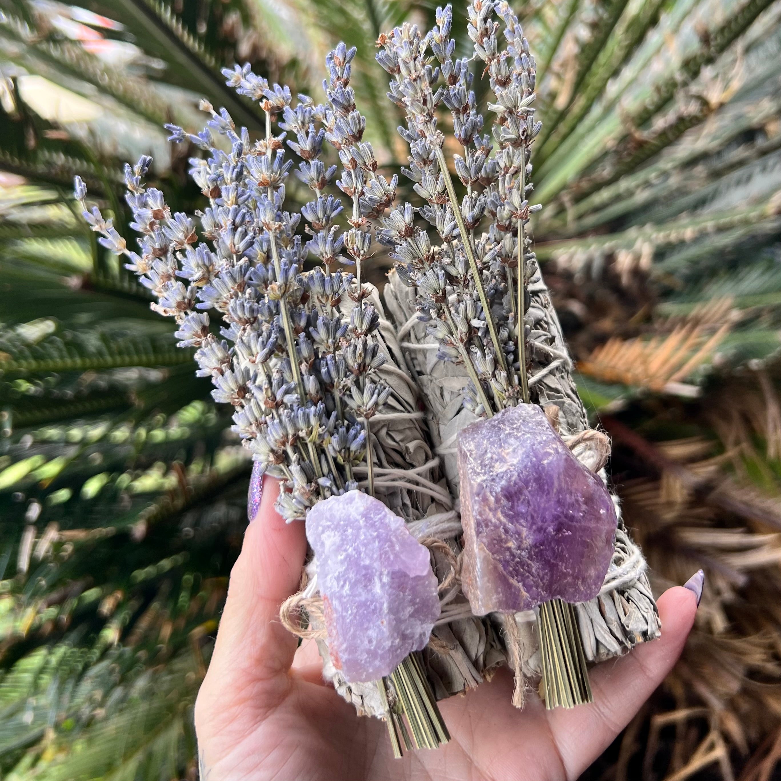 White Sage Botanical Bundle with Lavender & Natural Amethyst