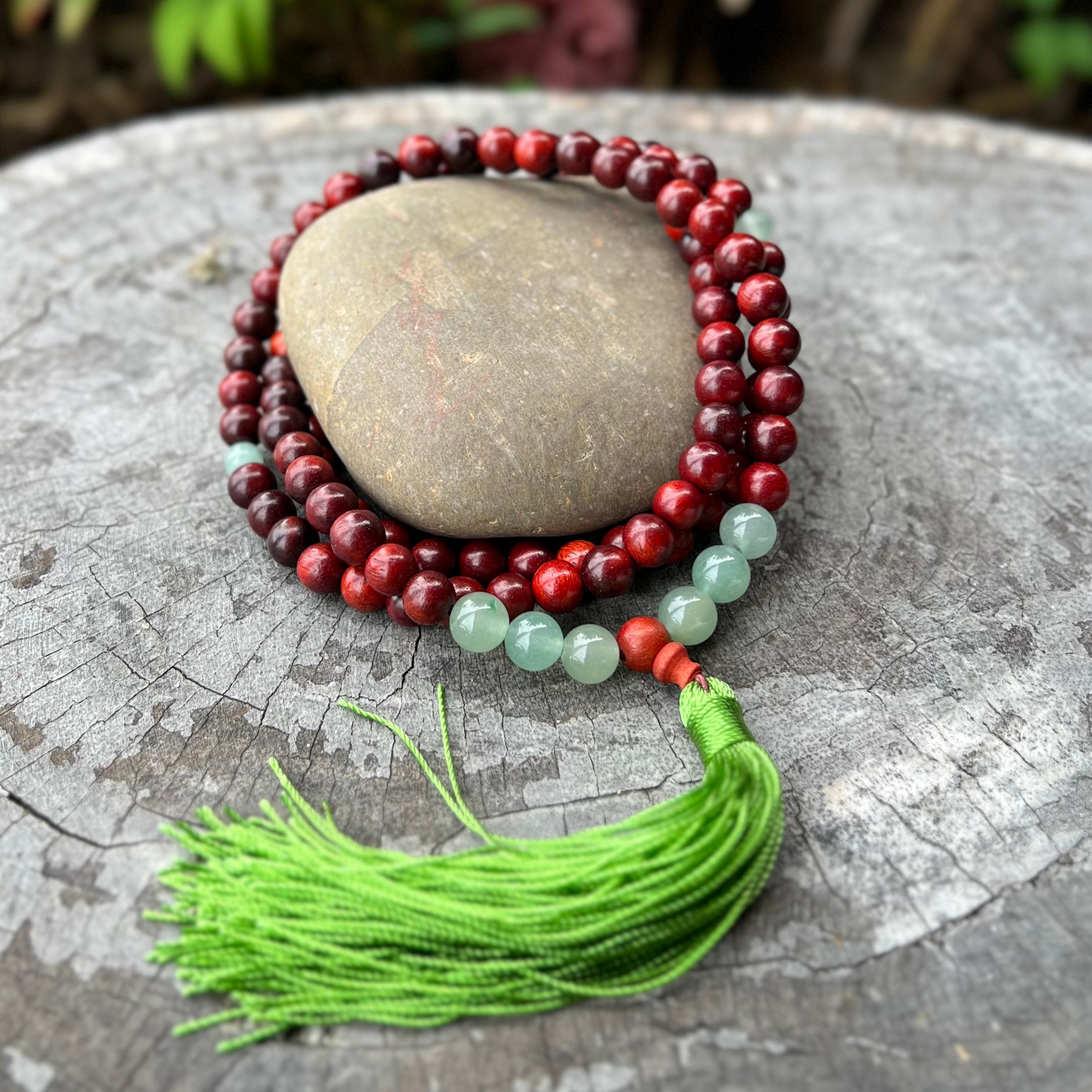 Love and Gratitude ~ Rosewood and Green Aventurine ~ Meditation Necklace
