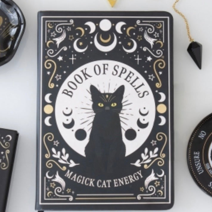 Black Cat Magick Book of Spells A5 Notebook with Pen
