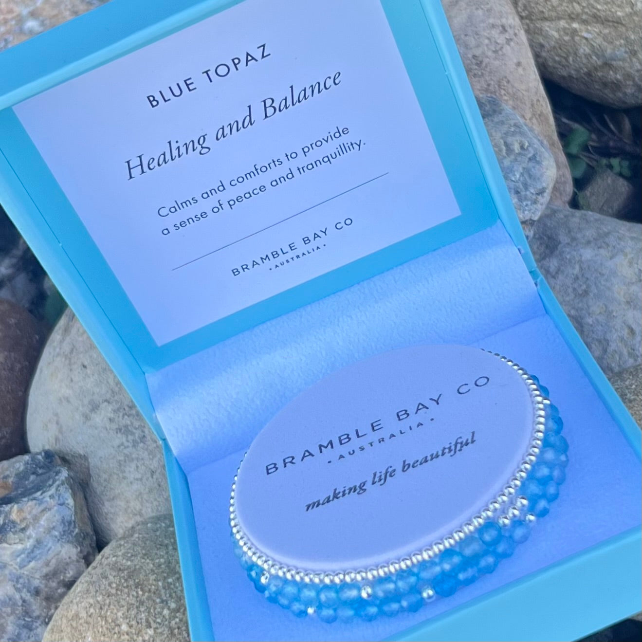 Healing & Balancing ~ Blue Topaz Triple Bracelet Set