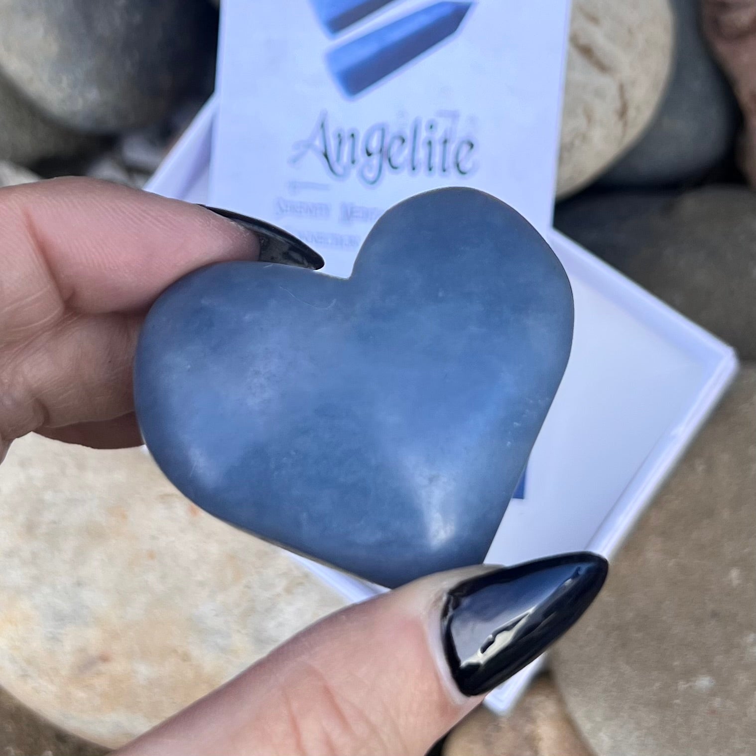 Angelite Heart ~ Specialty Boxed Crystal
