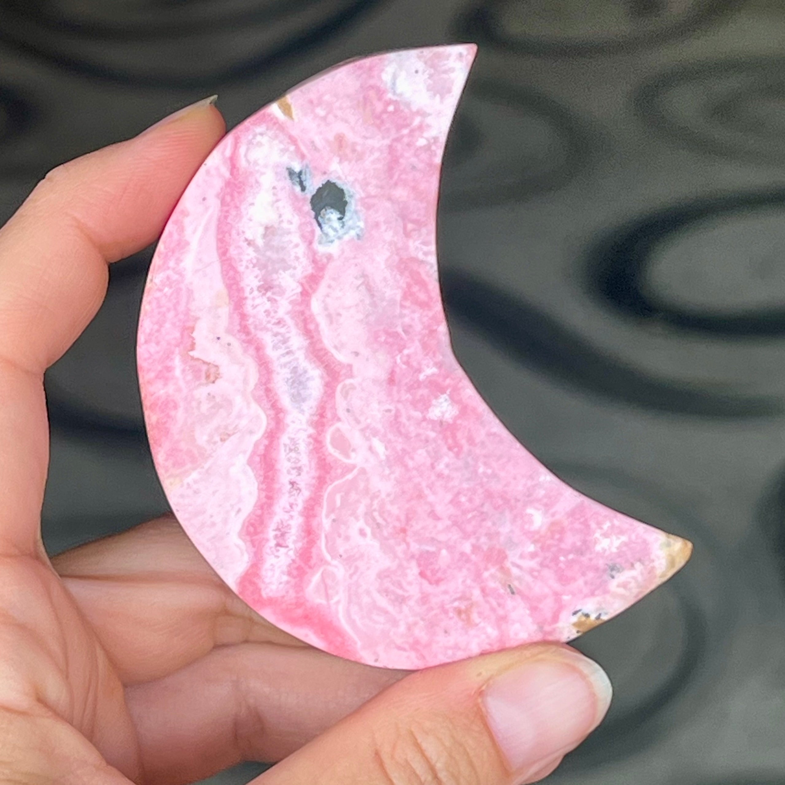 Pink Opal ~ Moon Carving