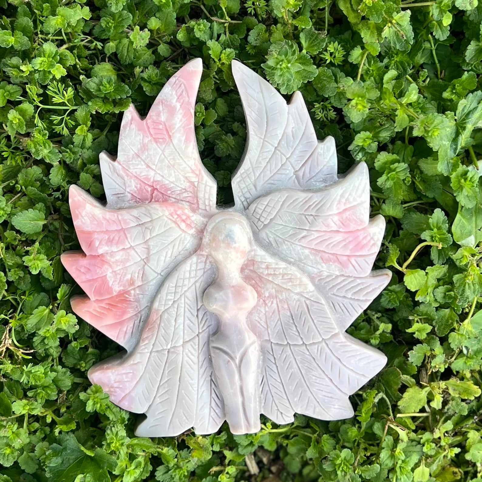 Pink Opal Goddess of Compassion Carving (1)