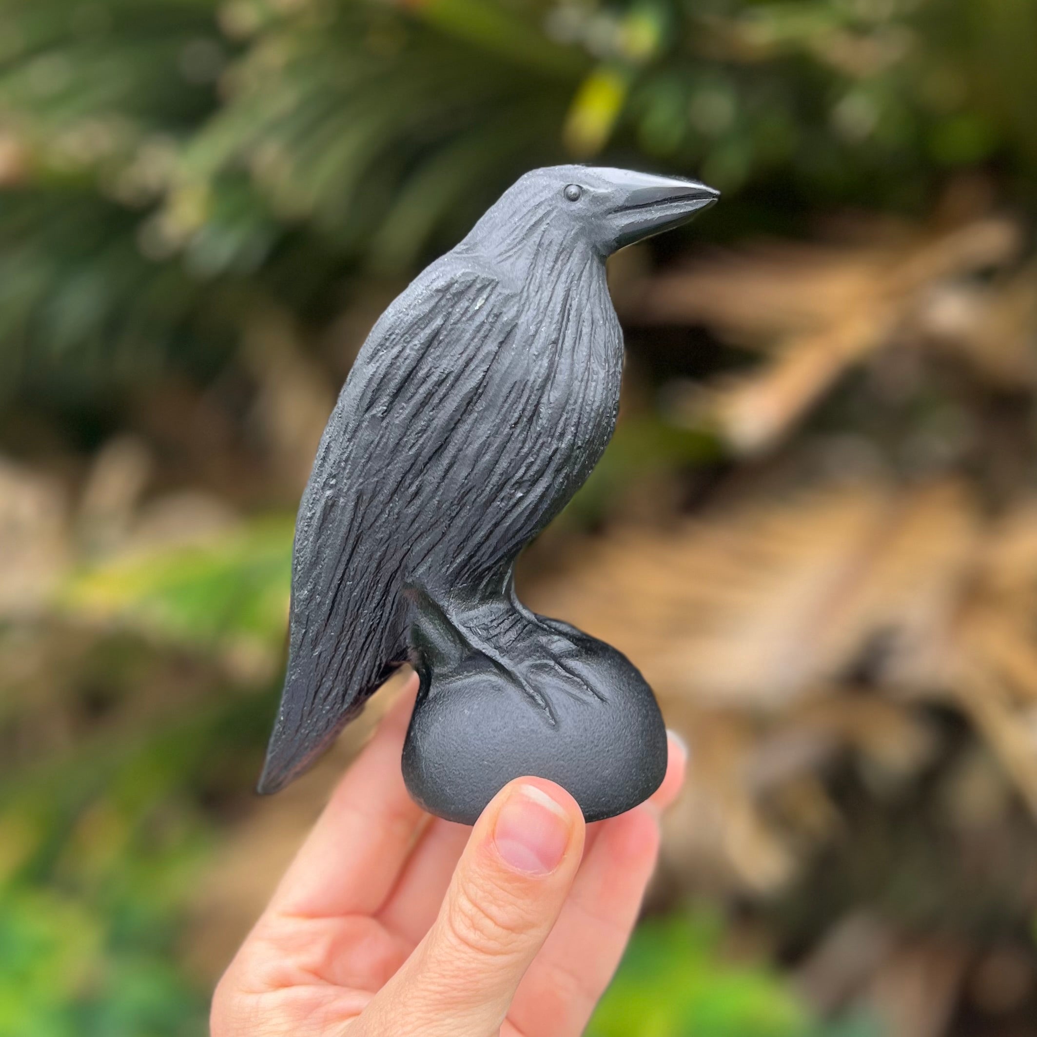 Black Obsidian Raven Carving