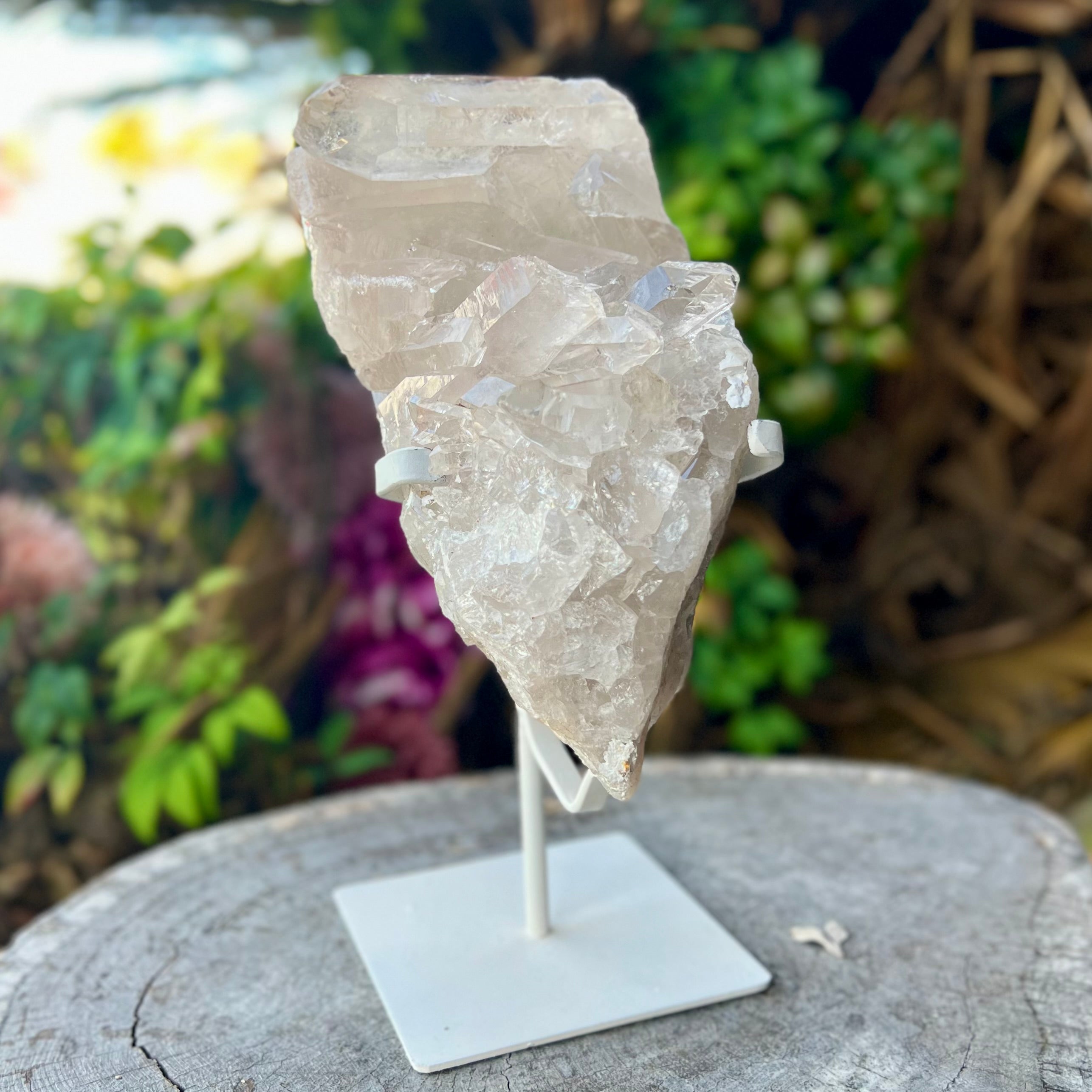 Clear Quartz Cluster on Stand