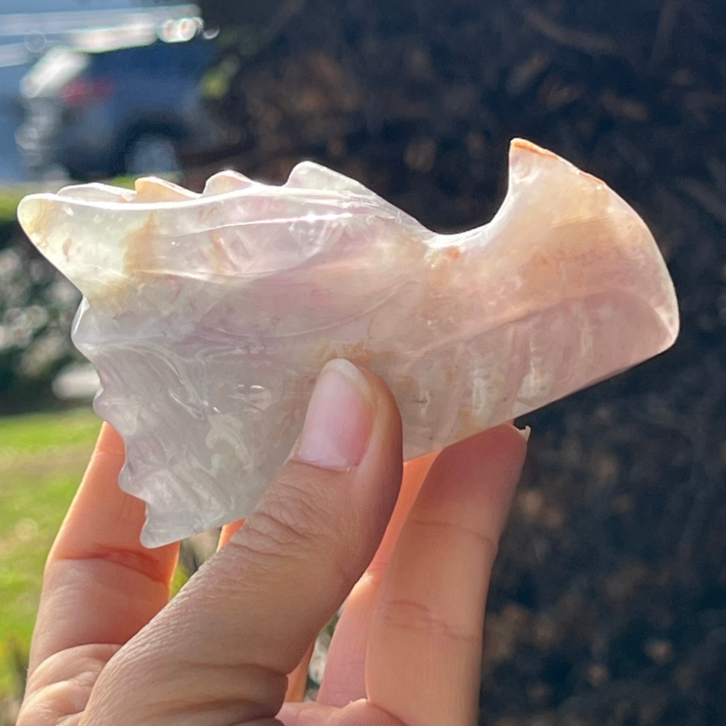 Rainbow Fluorite Dragon Head Carving