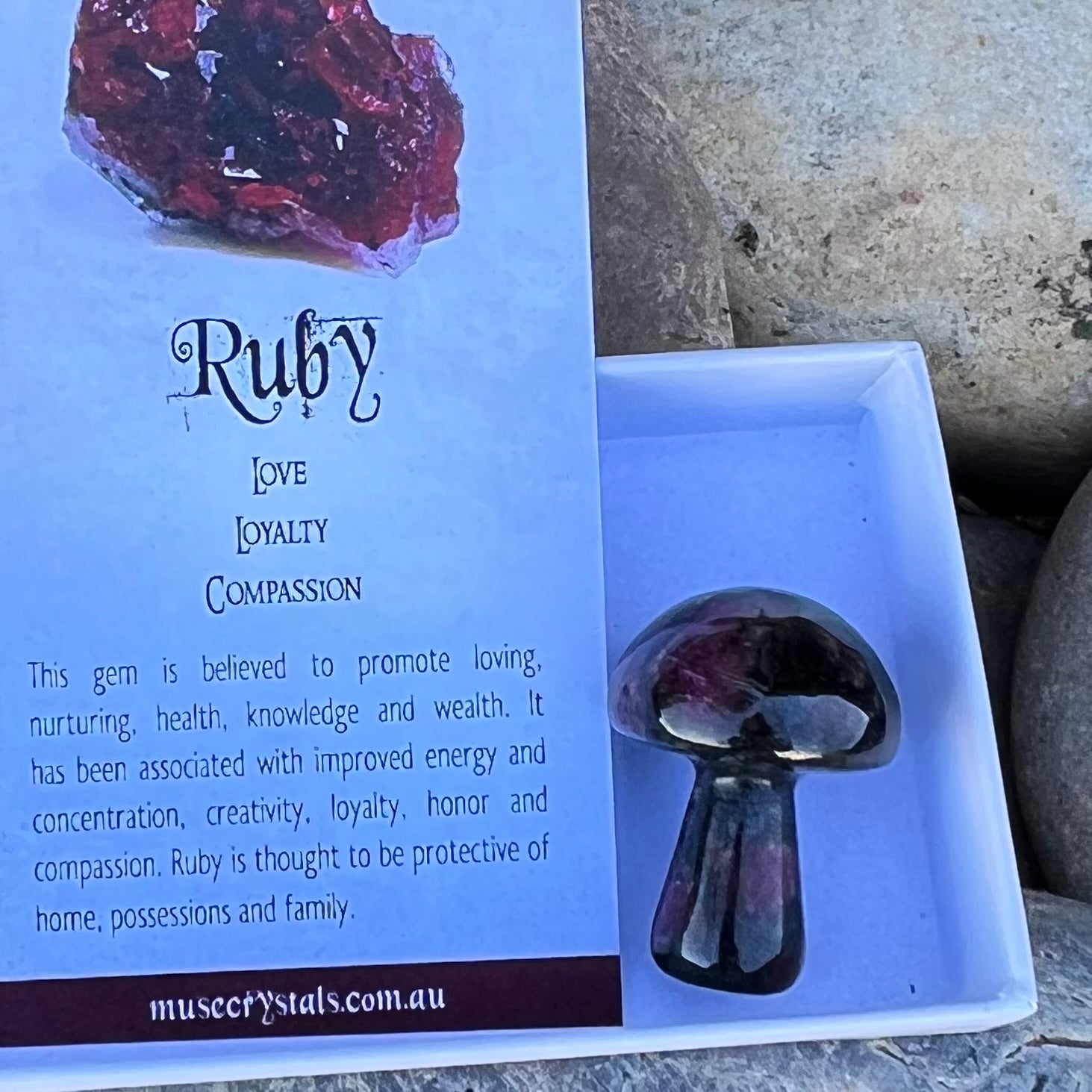 Ruby Mushroom ~ Specialty Boxed Crystal
