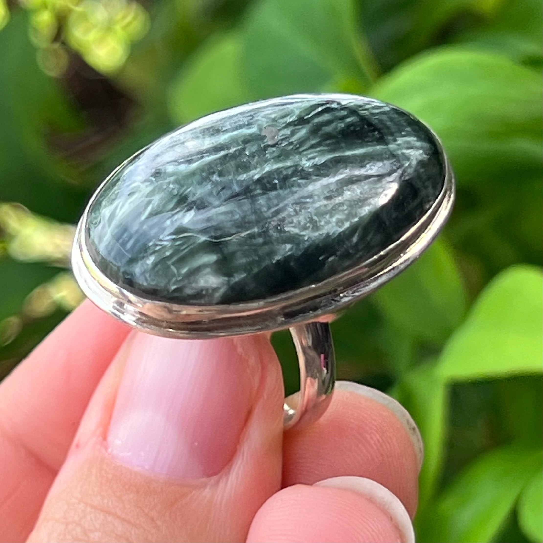 Seraphinite ~ Sterling Silver Ring ~ Size 7