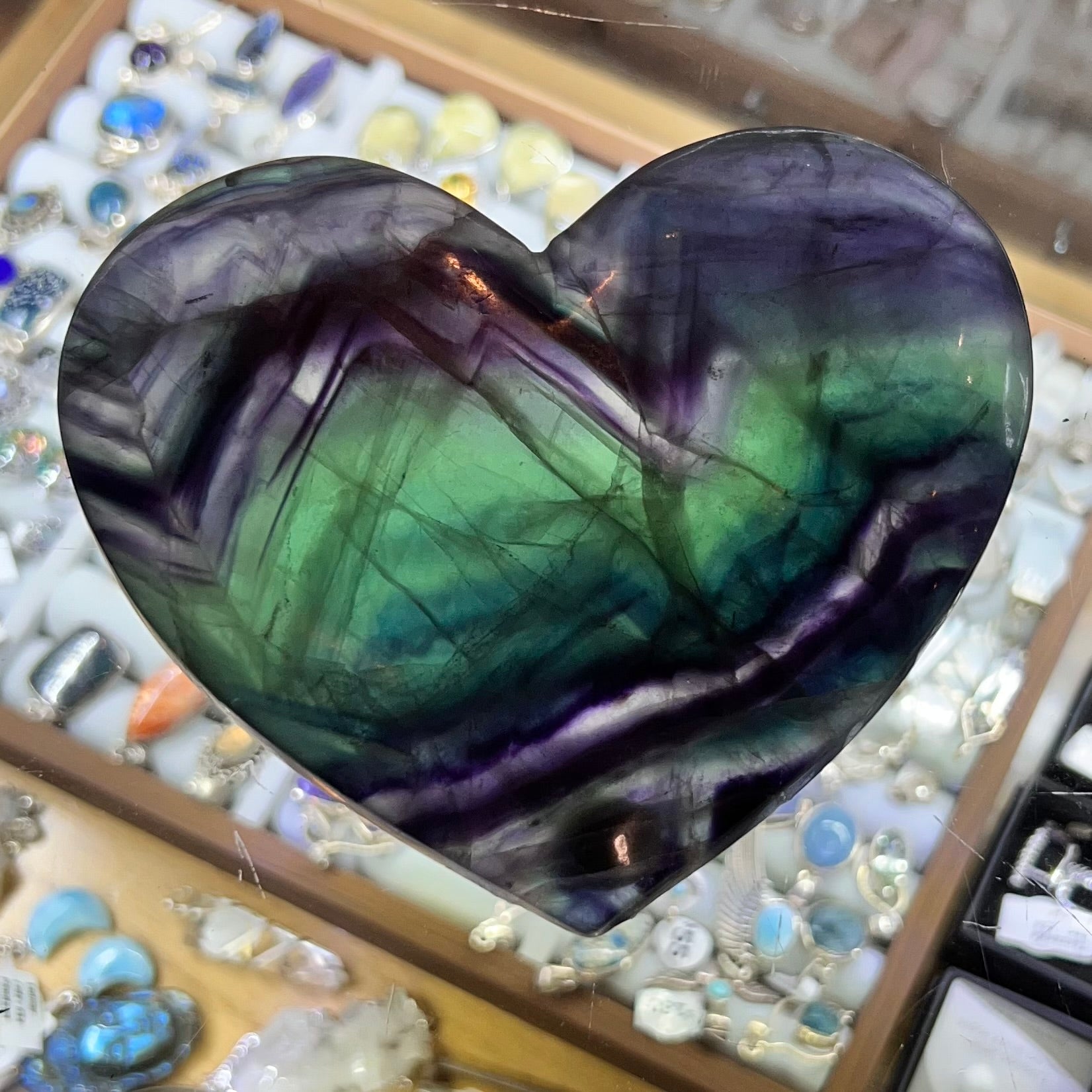 Rainbow Fluorite Large Heart