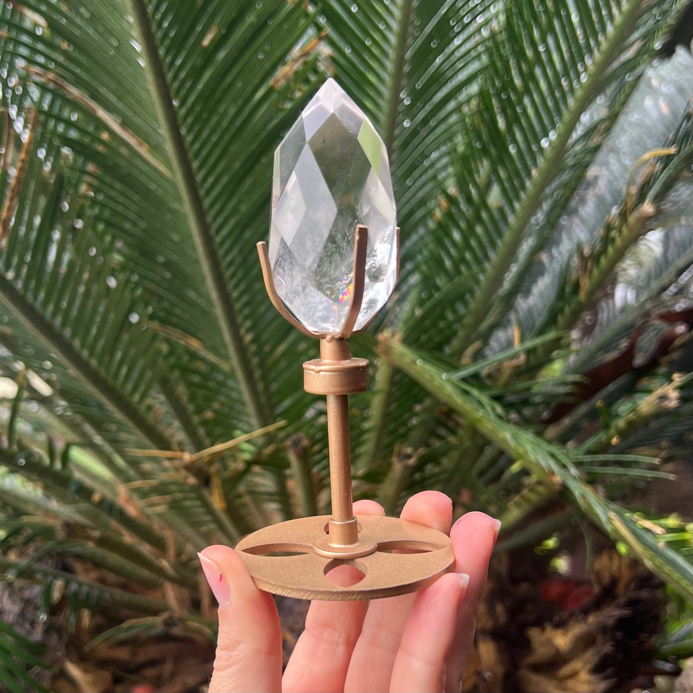 Clear Quartz ~ Facetted Generator Point on Stand
