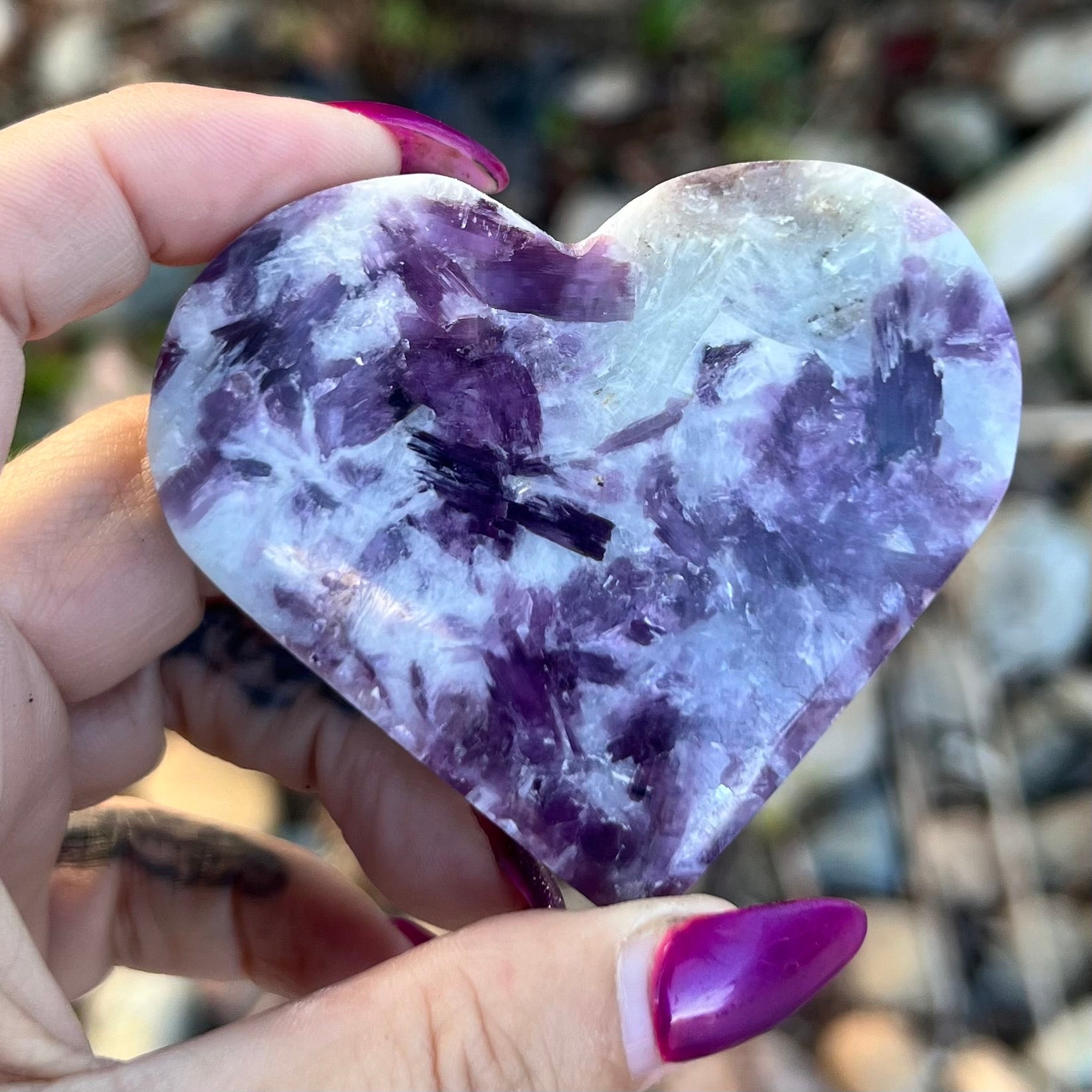 Lepidolite Heart Carving