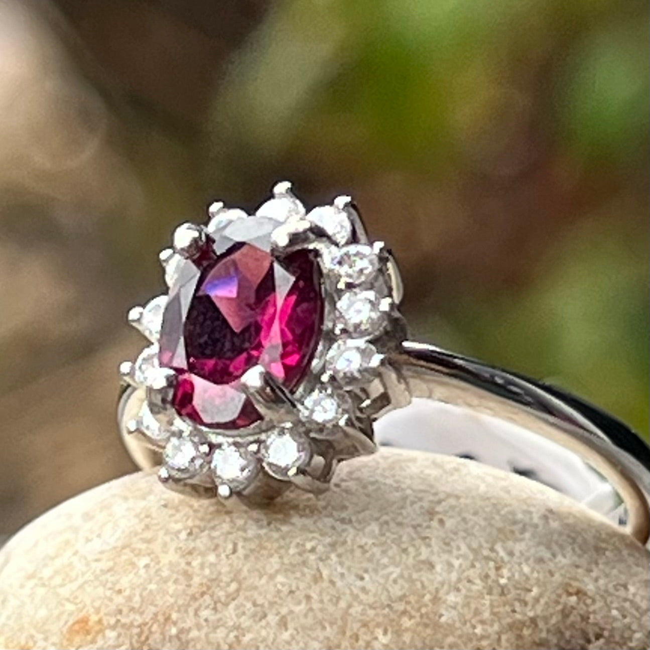 Rhodonite Garnet Sterling Silver Ring ~ Size 7