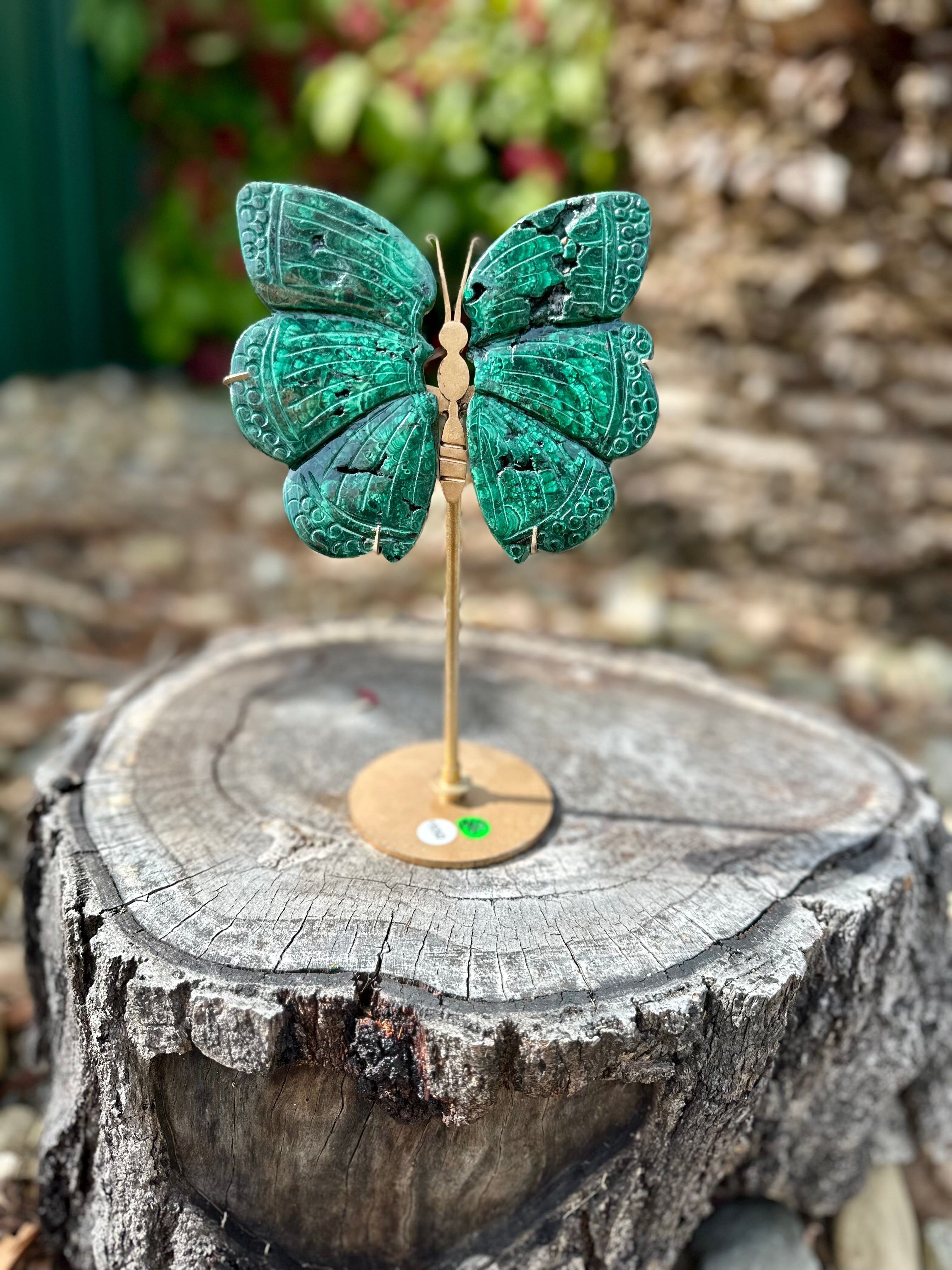 Sculpture de papillon en malachite
