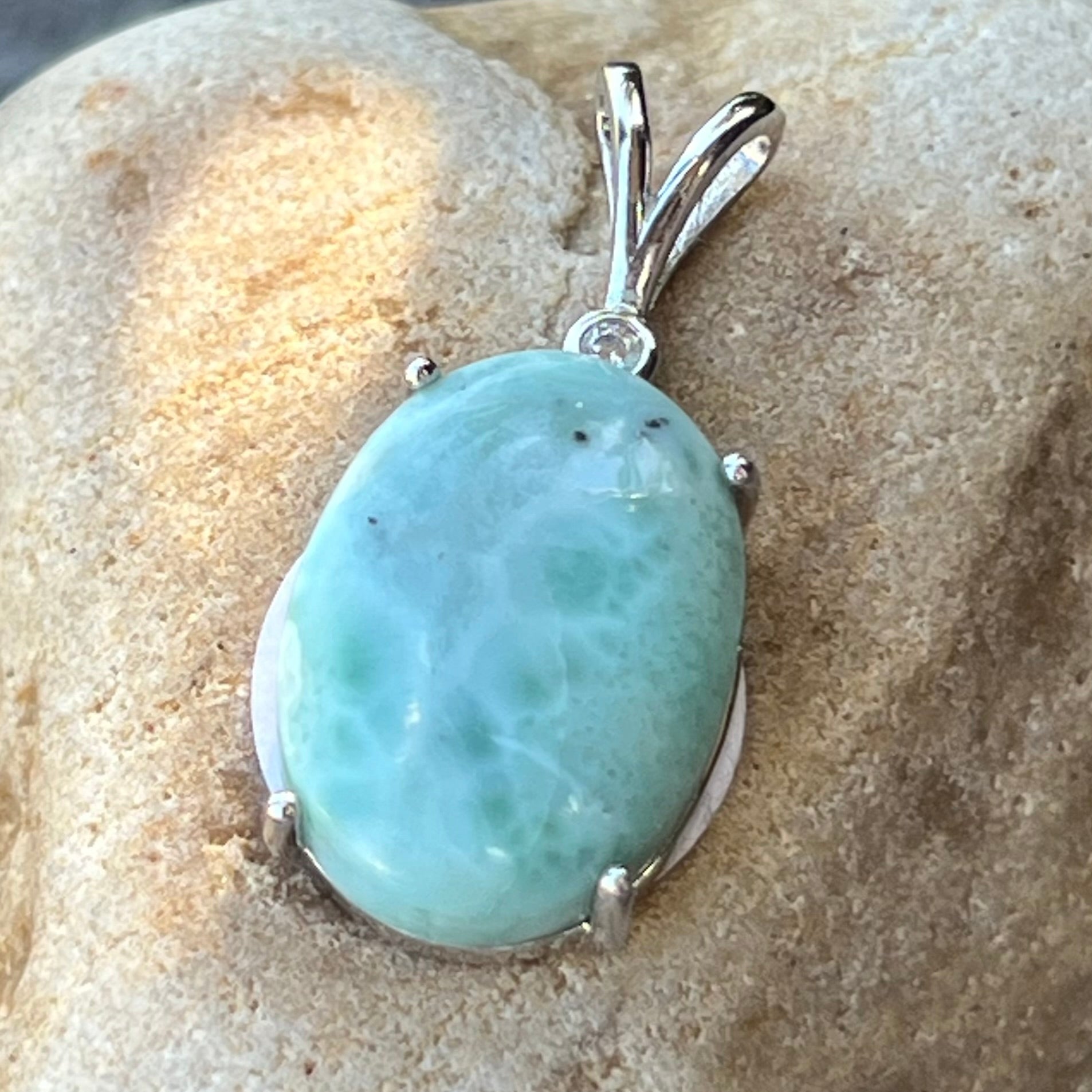Larimar and Topaz ~ Sterling Silver Pendant (2)